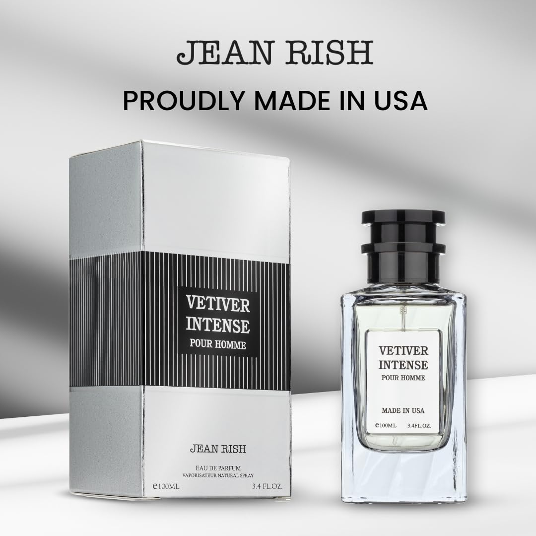Jean Rish Vetiver Intense Eau de Parfum for Men – 100 ml | Long-Lasting and Made in USA