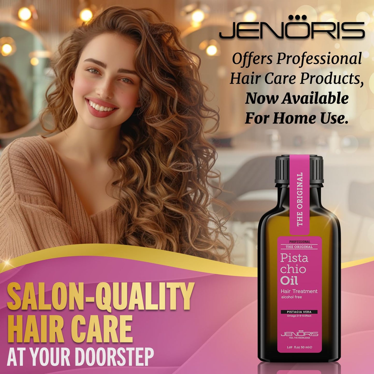 Jenoris Pistachio Oil Hair Serum – Lightweight Frizz Control & Hydration (1.69 fl oz)