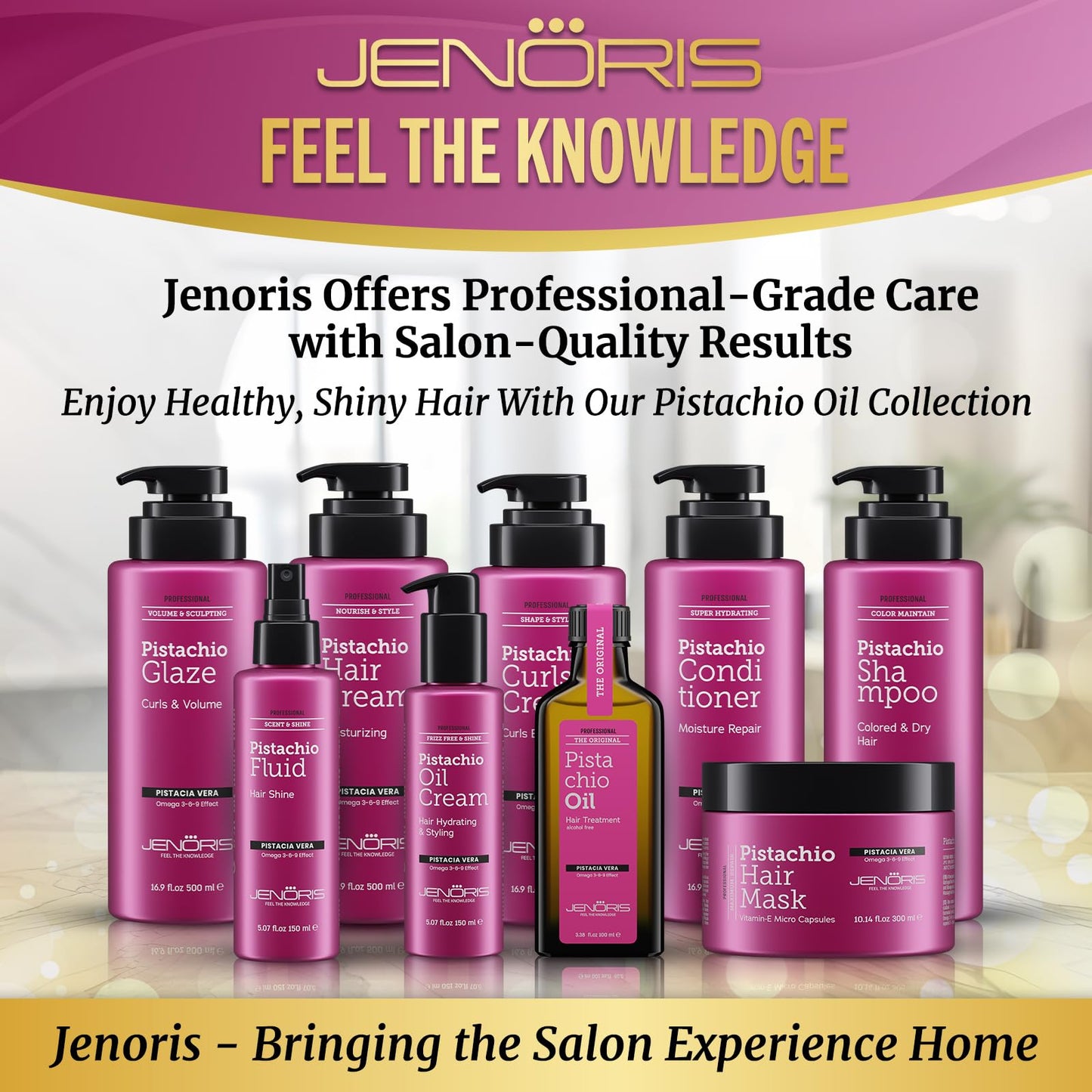 Jenoris Pistachio Oil Hair Serum – Lightweight Frizz Control & Hydration (1.69 fl oz)