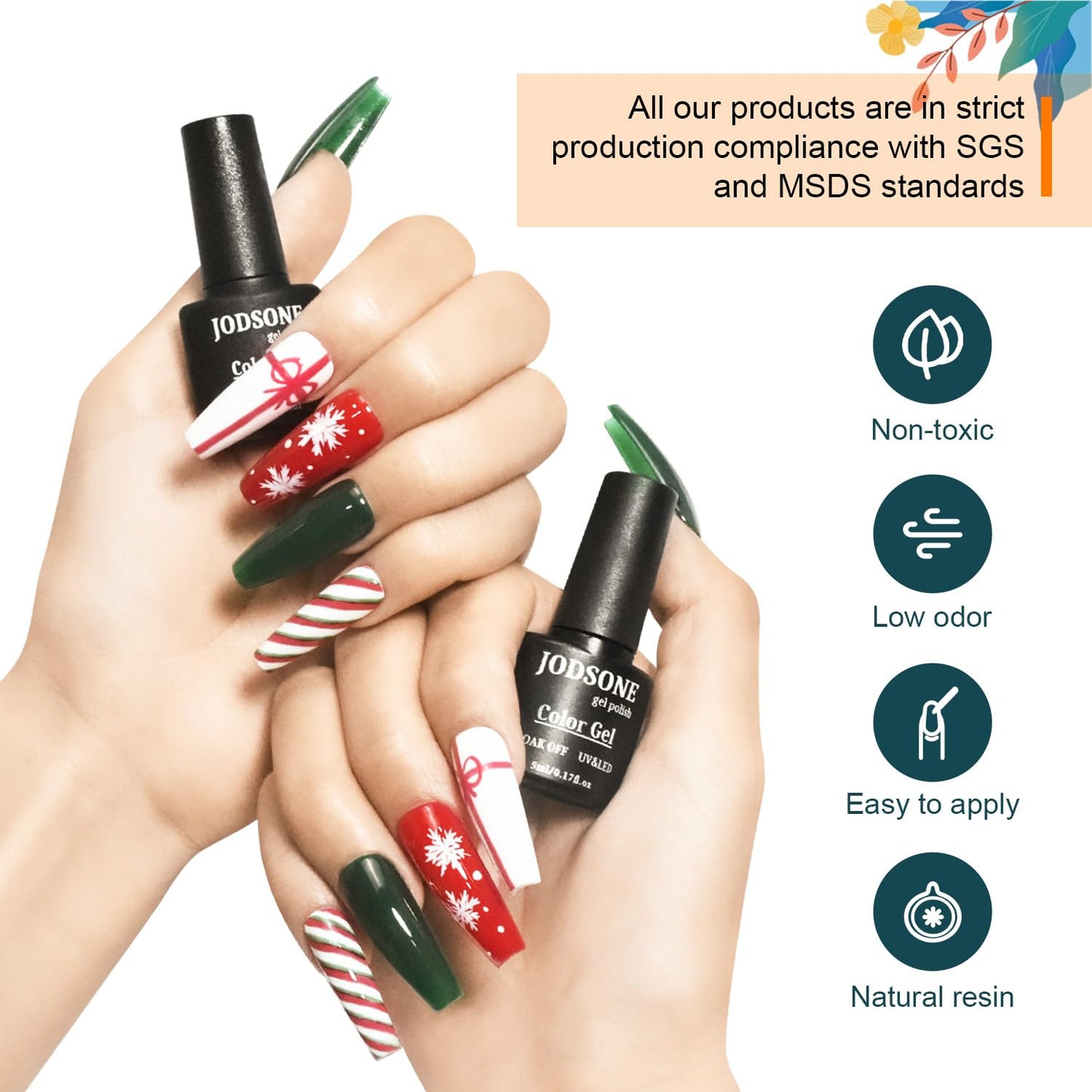 JODSONE 32 Color Gel Nail Polish Set with UV LED Light | Home Manicure Kit