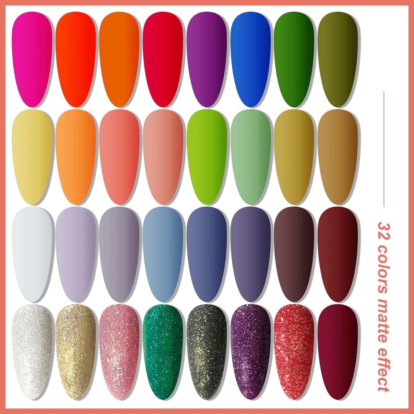 JODSONE Gel Nail Polish Kit with UV Light – 32 Colors, Base Coat, Matte Glitter Top Coat, Salon Tools