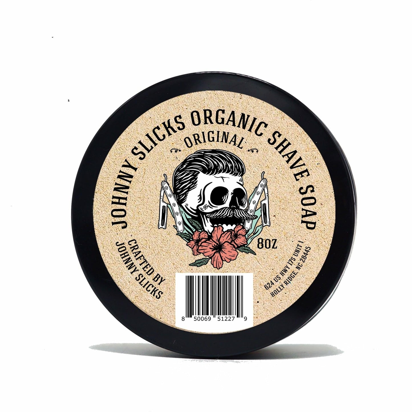 Johnny Slicks Organic Shave Soap – Smooth Shave with Shea, Tea Tree & Jojoba (8 oz)