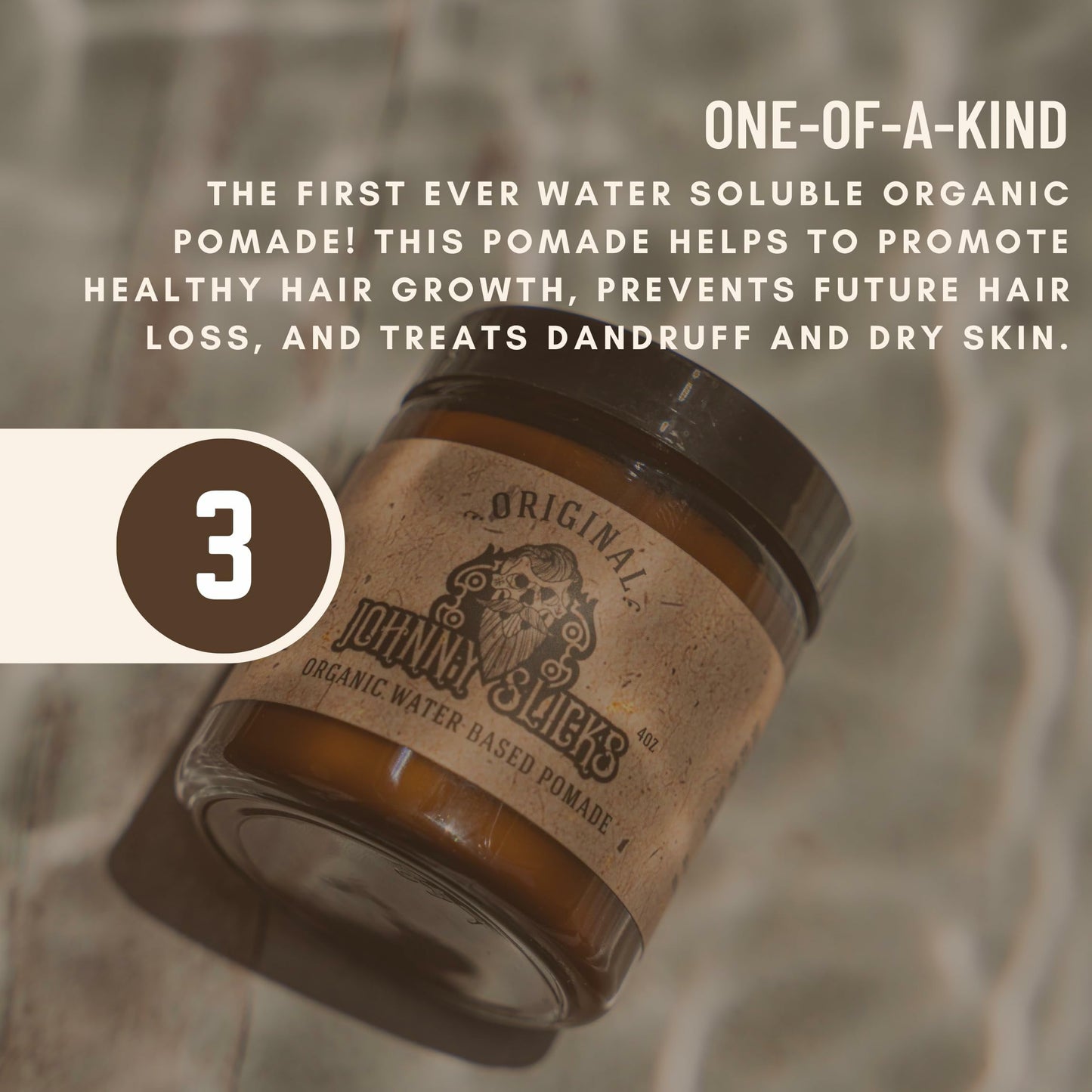 Johnny Slicks Water Based Pomade – Strong Hold, High Shine, All-Natural Styling for Men | US Made, Veteran-Owned