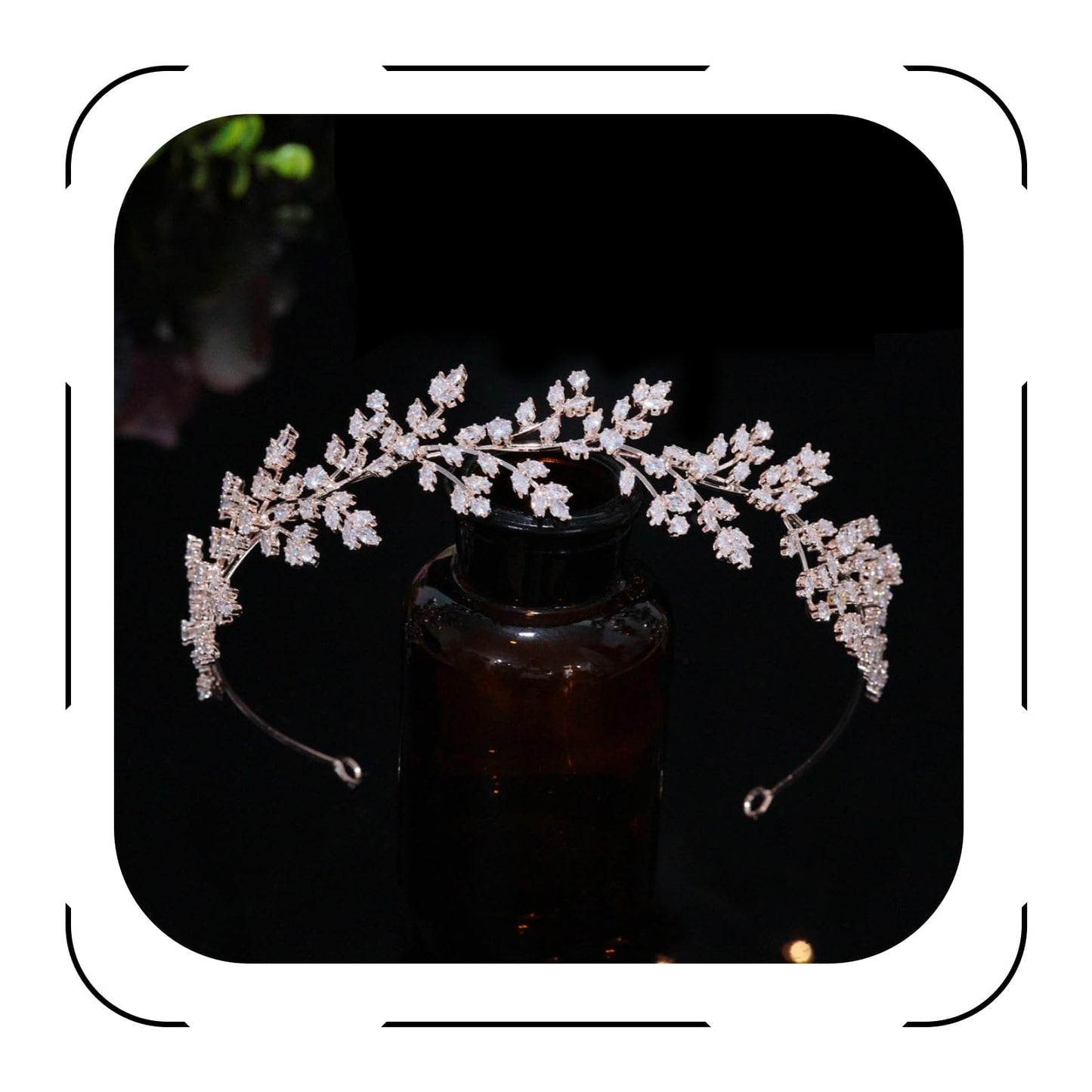 Jorsnovs Full Cubic Zirconia Wedding Headbands – Rose Gold Tiara for Bride, Pageant & Party (E-Rose Gold)