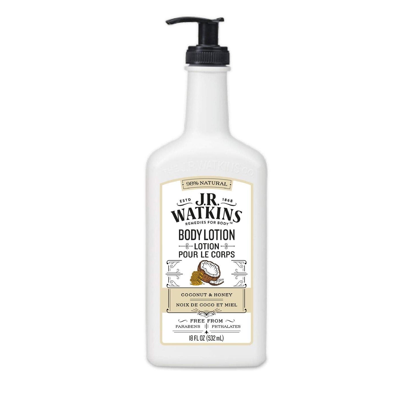 J.R. Watkins Daily Moisturizing Lotion – Hydrating Body Cream with Shea & Cocoa Butter, Coconut Milk & Honey – 18 oz Pump