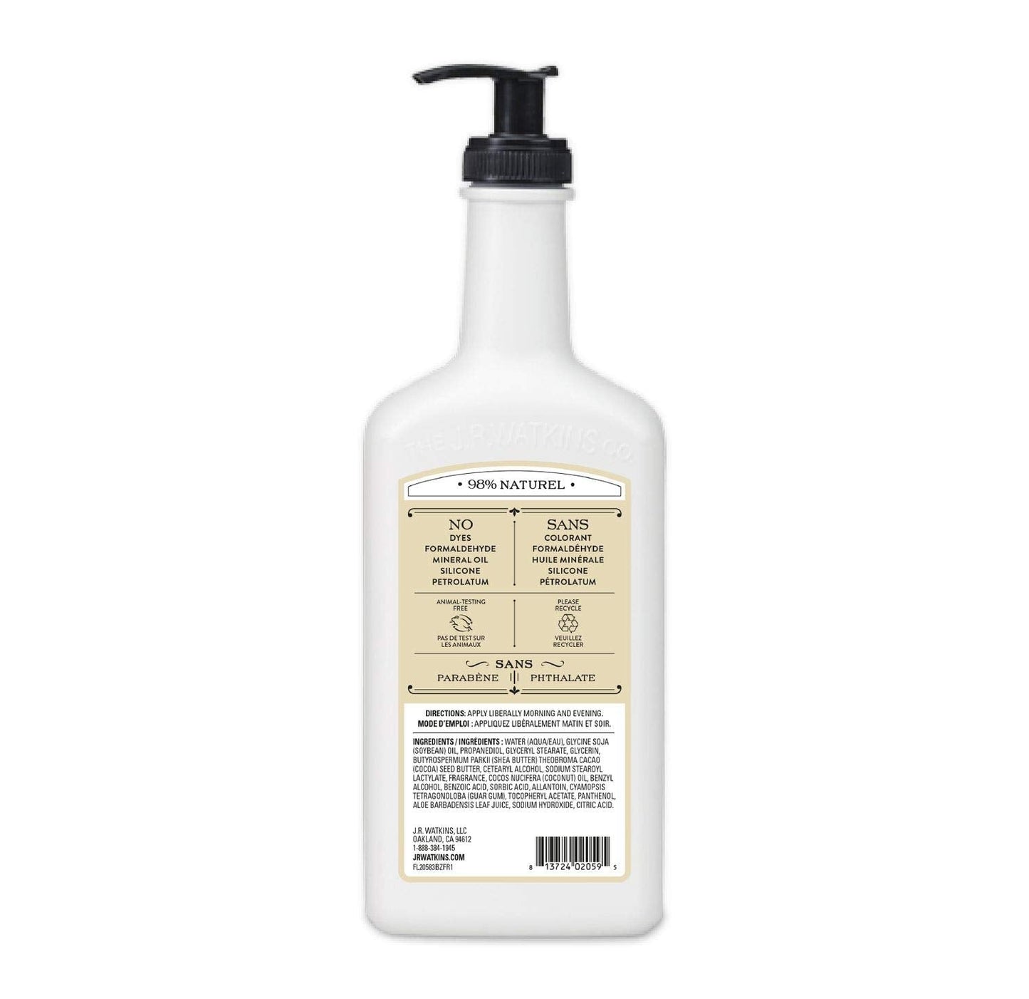 J.R. Watkins Daily Moisturizing Lotion – Hydrating Body Cream with Shea & Cocoa Butter, Coconut Milk & Honey – 18 oz Pump