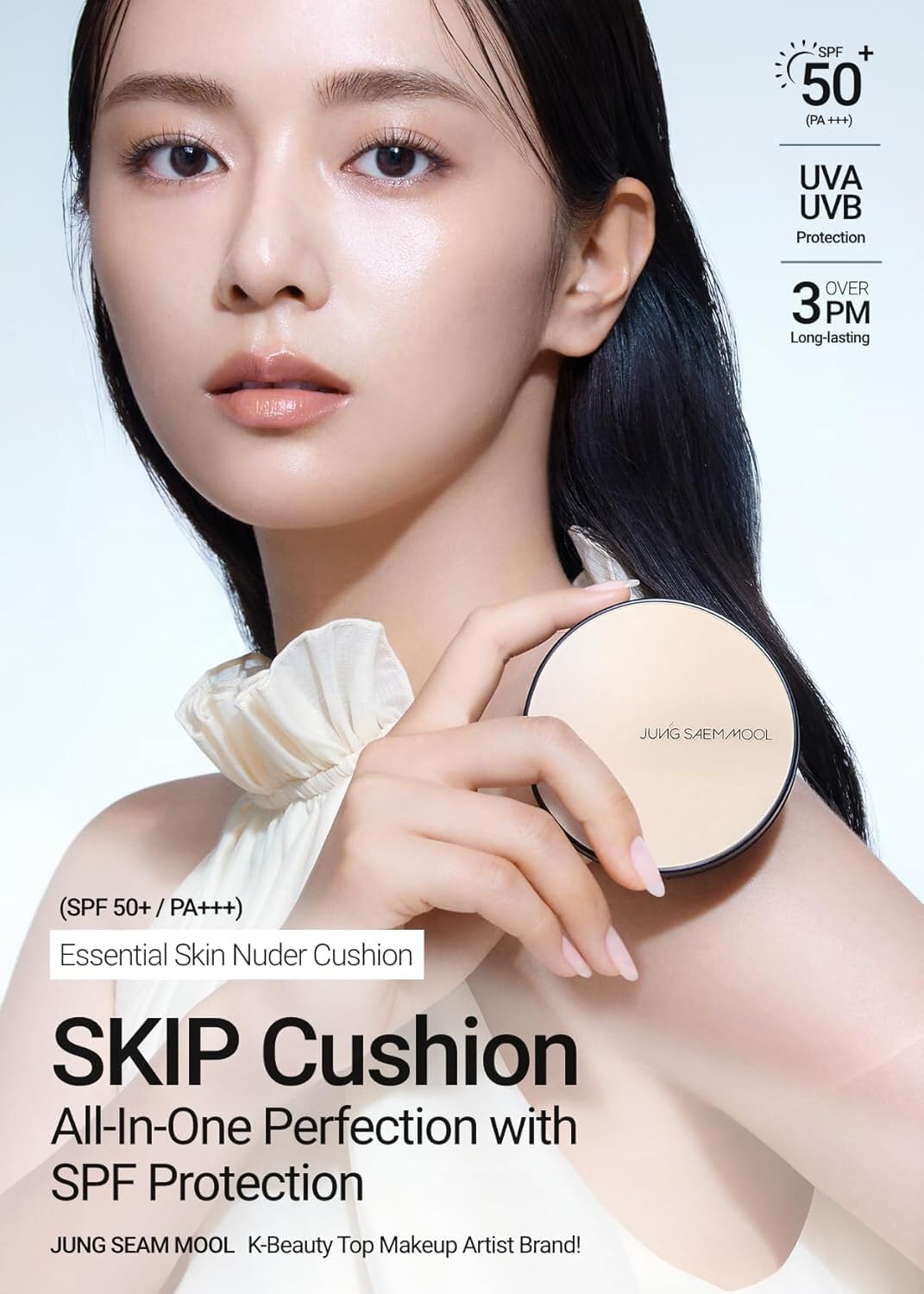 JUNG SAEM MOOL Essential Skin Nude Cushion SPF50 Broad Spectrum – Natural Finish (13 Fair) | Refill Not Included | 0.49 Fl Oz