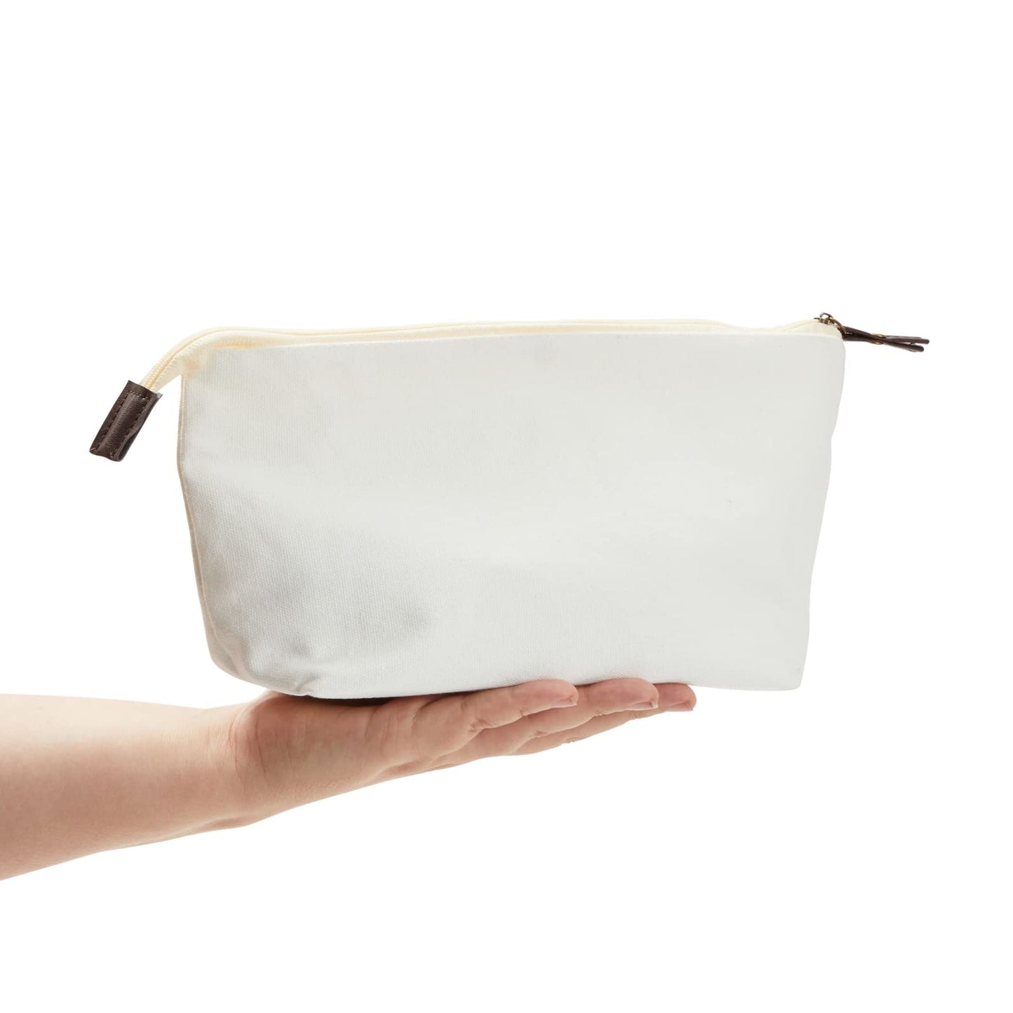 Juvale Canvas Makeup Bag 12 Pack – 11.75 x 5.5 in White Cotton Zipper Pouches