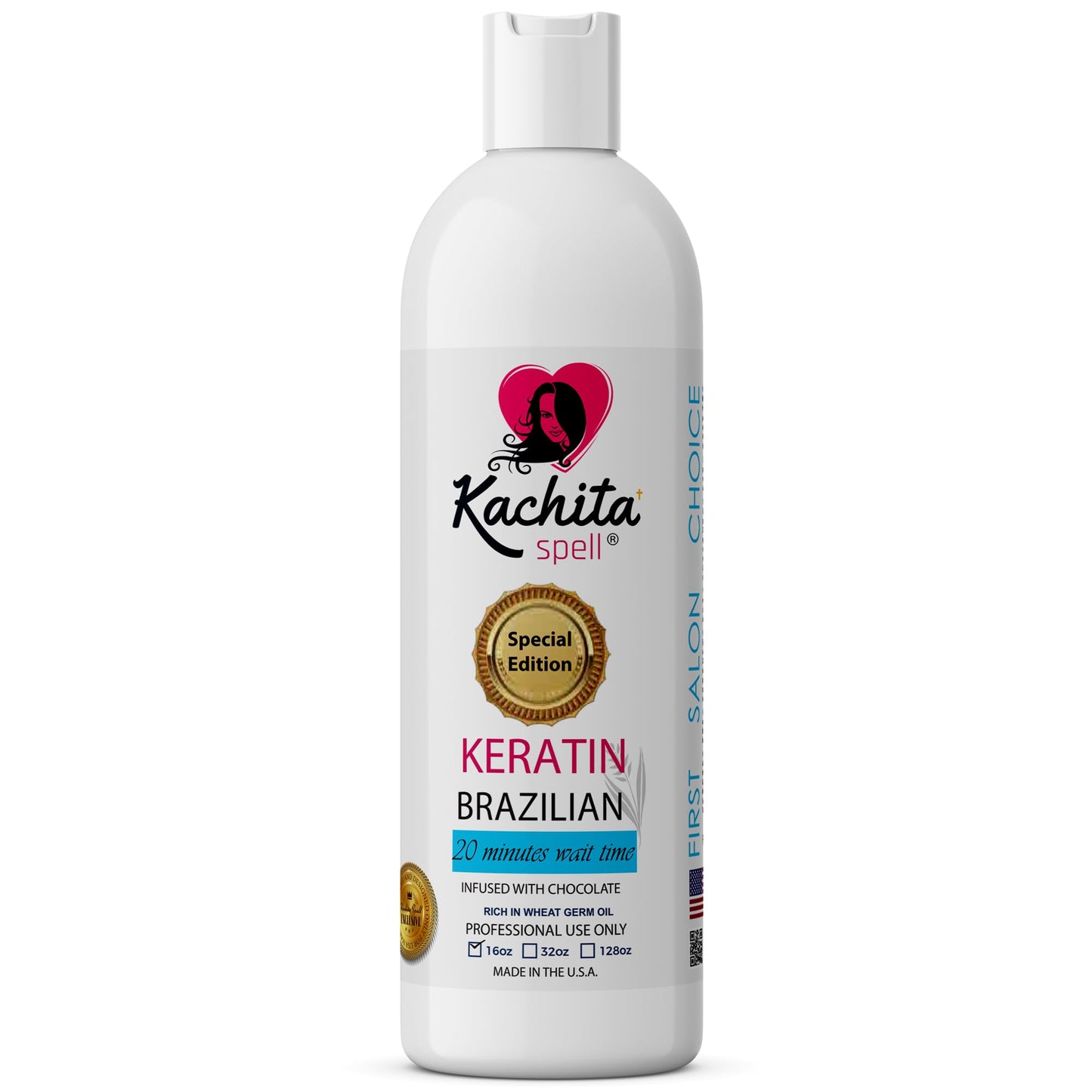 Kachita Spell Brazilian Keratin Treatment Chocolate – Long-Lasting Smoothing for All Hair Types, Made in USA, 16 fl oz