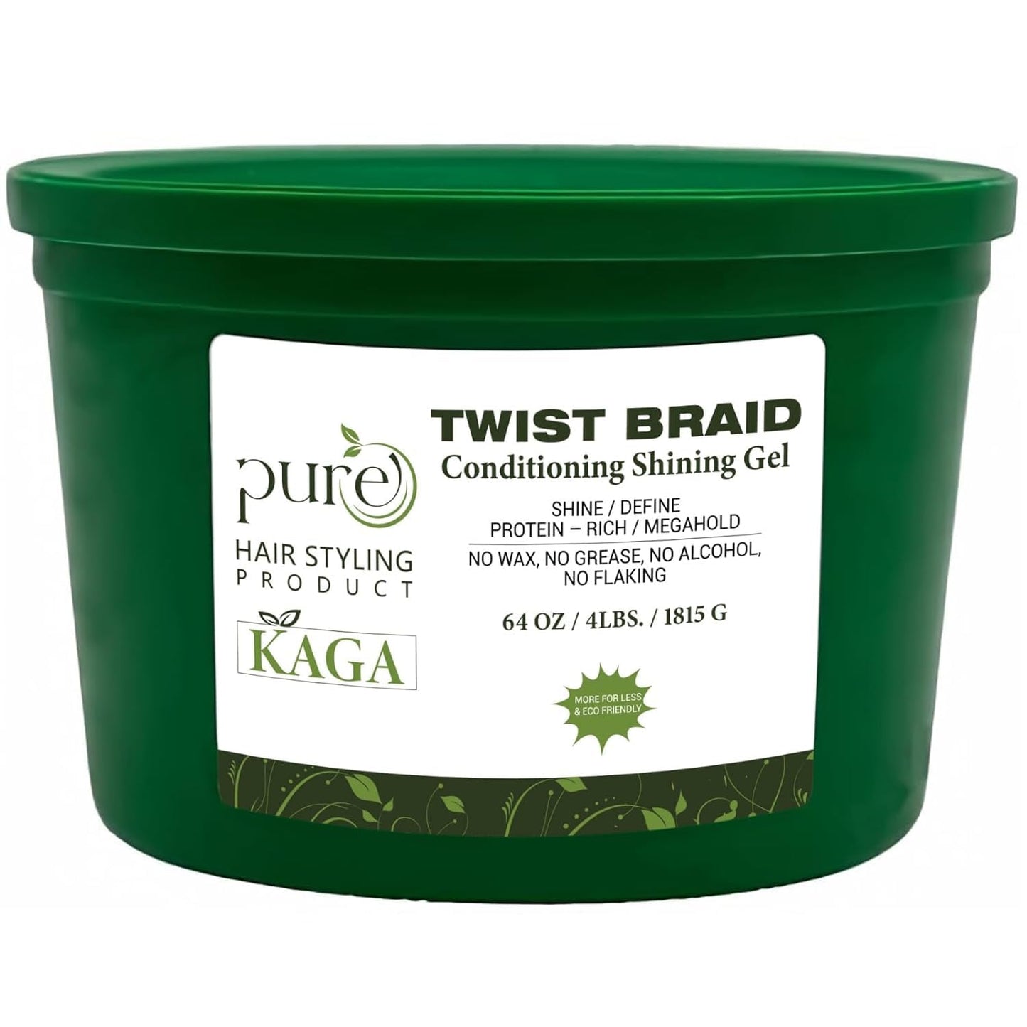 KAGA Pure O Natural Neatbraid Gel 64oz – Professional Conditioning, Strong Hold & Shine