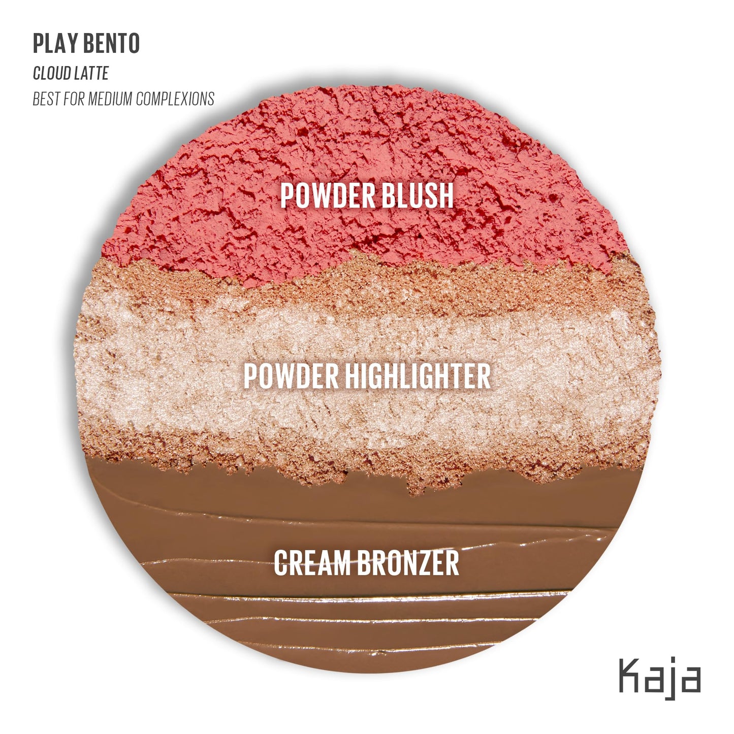 Kaja 3-in-1 Blendable Sculpting Trio - Play Bento Cloud Latte | Cream Bronzer, Powder Blush & Highlighter