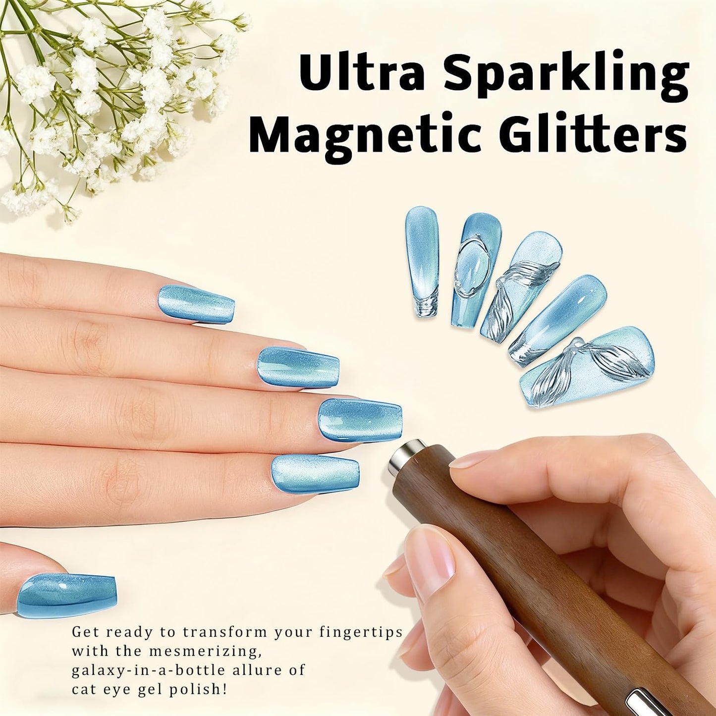 Karroy Cat Eye Gel Nail Polish Set – Magnetic Shimmer Kit (9 Colors) | Soak Off, UV/LED Cured