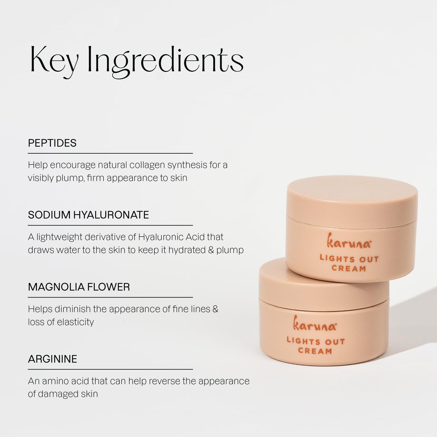 Karuna Lights Out Cream – Nighttime Moisturizer with Magnolia, Peptides & Hyaluronic Acid | 50 ml