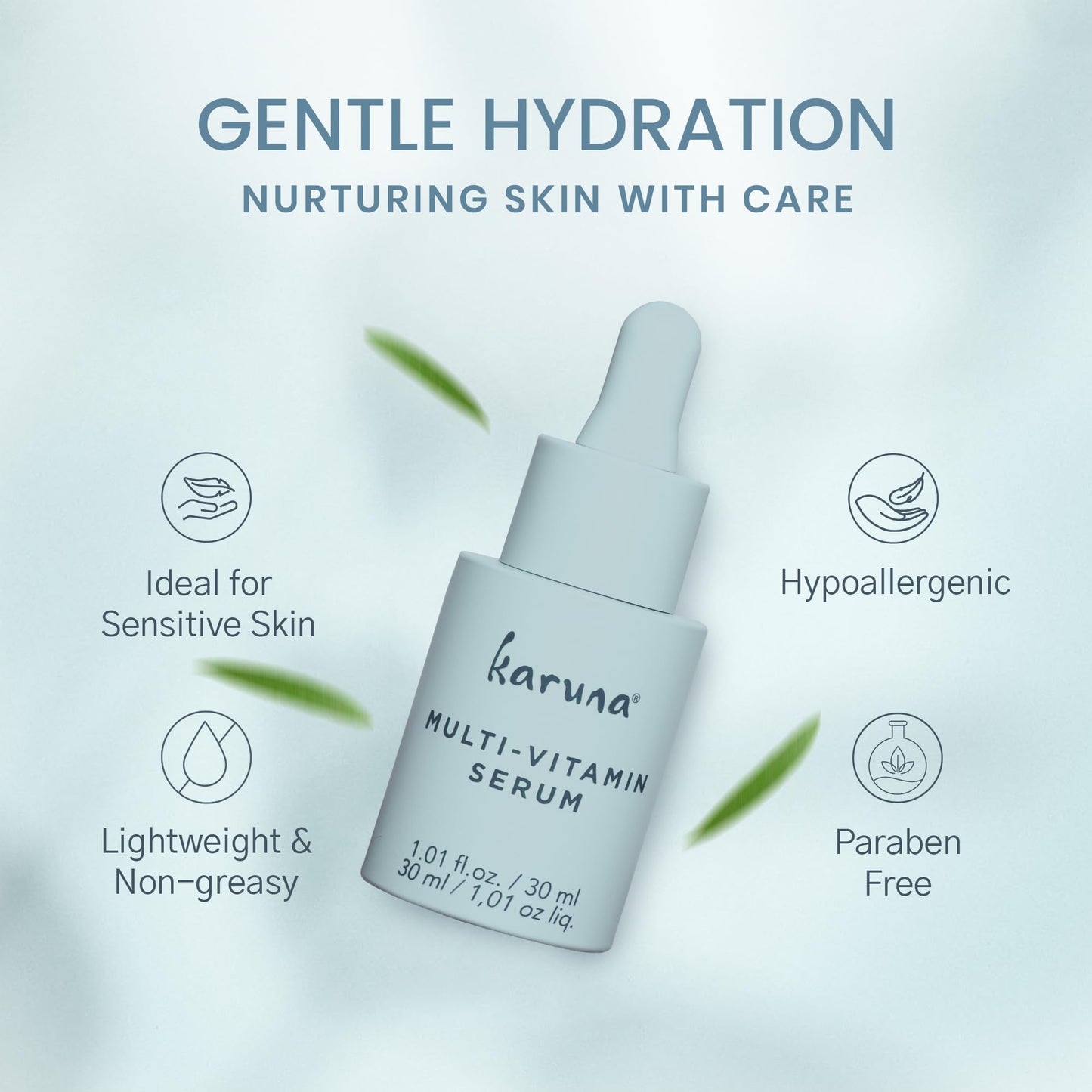 Karuna Skin Multi-Vitamin Day & Night Serum – Vitamins A, B3, B5, B6, C & E, Niacinamide, 30 ml