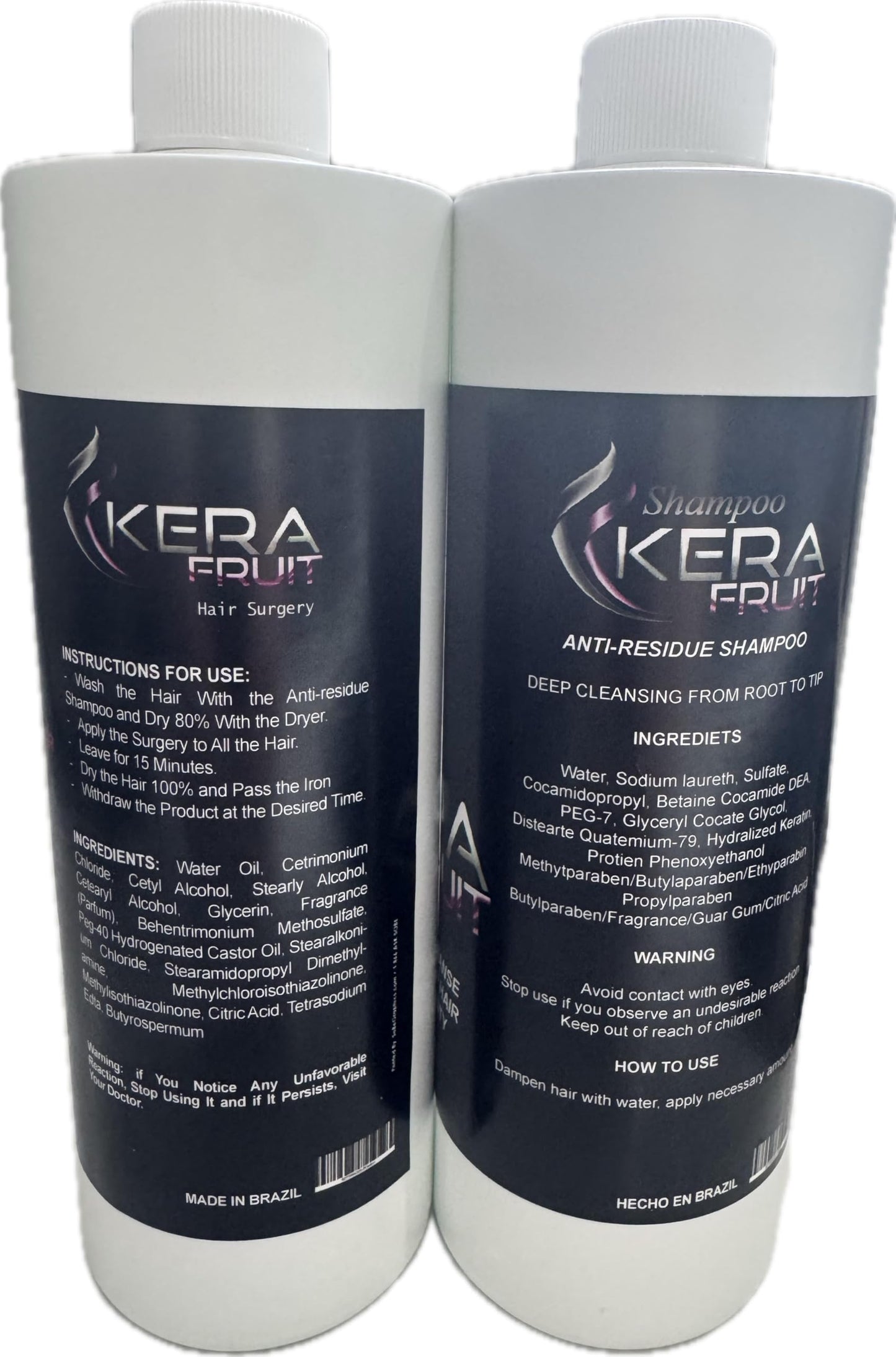 KERA FRUIT Hair Surgery — Formaldehyde-Free Keratin Treatment, Anti-Frizz Deep Hydration, 16oz with Shampoo