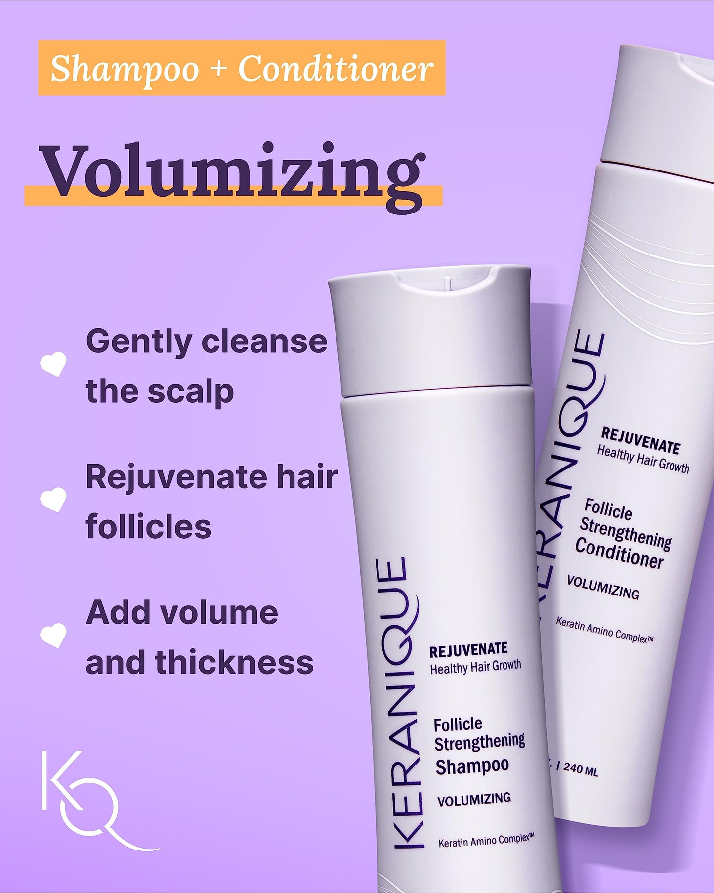 Keranique Volumizing Shampoo & Conditioner Set with Thickening Mousse
