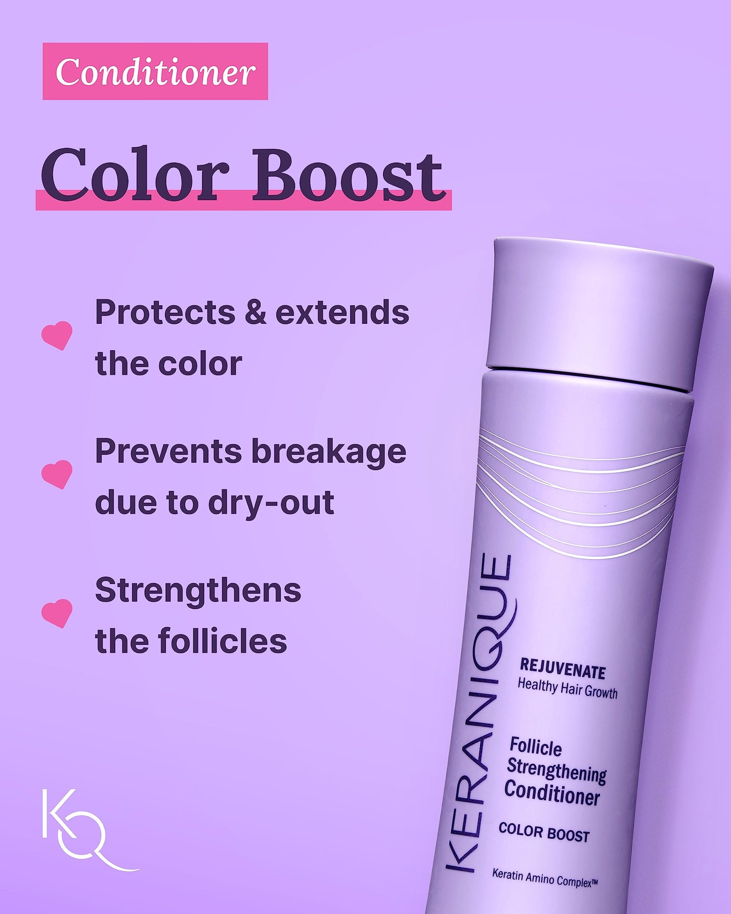 Keranique Color Treated Shampoo & Conditioner Set with Follicle Booster Serum | Keratin Enriched Color Boost for Fine, Thin Hair