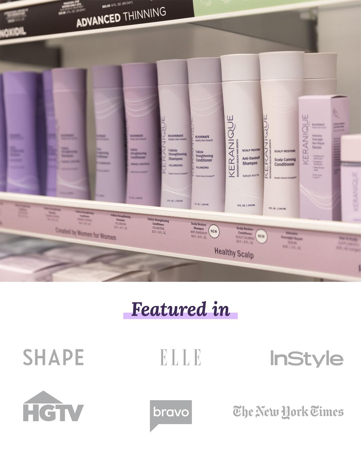 Keranique Volumizing Shampoo & Conditioner Set – Biotin & Keratin for Thinning Hair