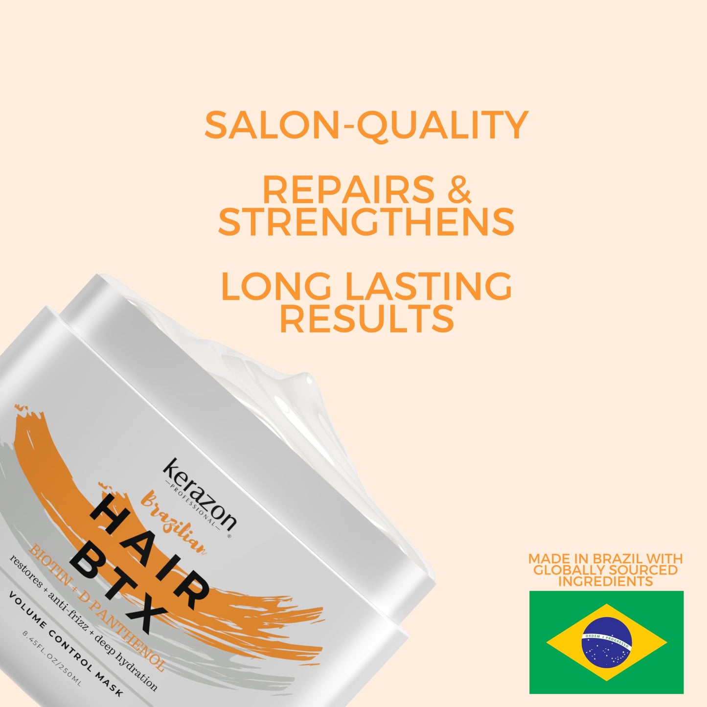 KERAZON Brazilian Hair BTX Treatment Mask 8oz – Deep Conditioning & Smoothing