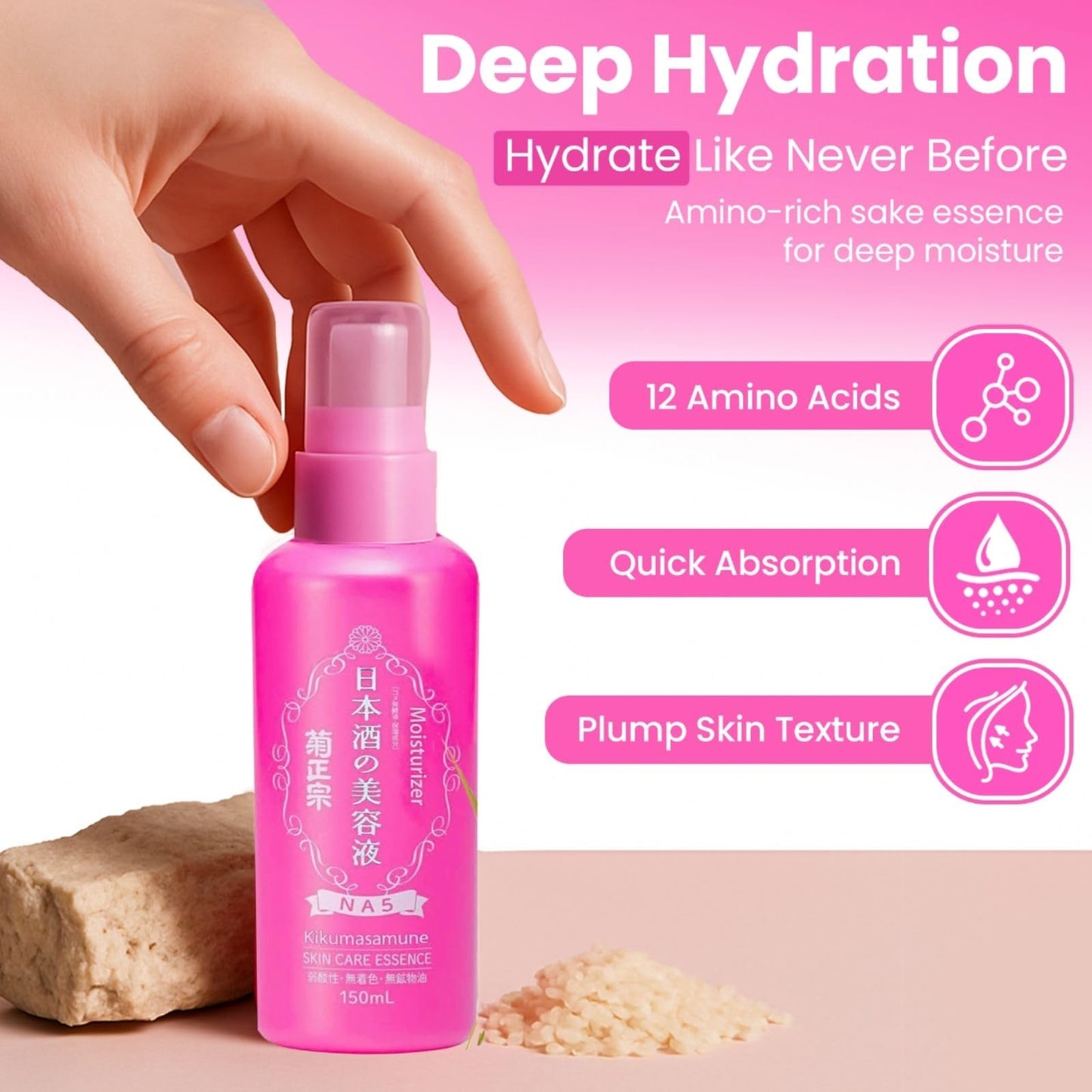 Kikumasamune Hydrating Face Lotion & Vitamin C Serum Duo – Fermented Rice, Ceramide & Soy Protein