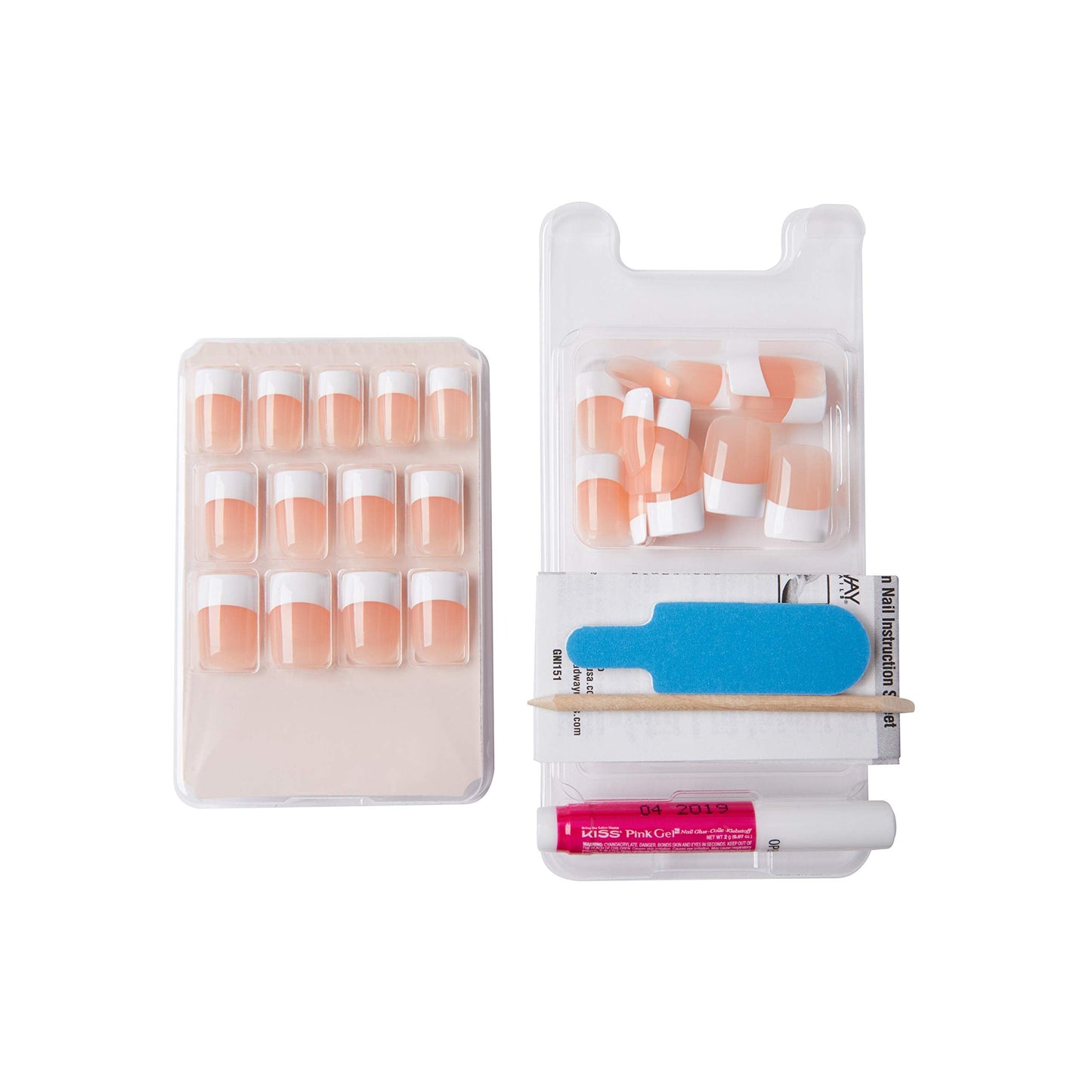 KISS Salon Acrylic French Kit Sugar Rush Medium (6 Pack) – Ultra-Flexible, Never Chips