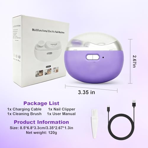 Kiwtreby Electric Nail Clipper 2-in-1: Gentle Trim & Polish for All Ages