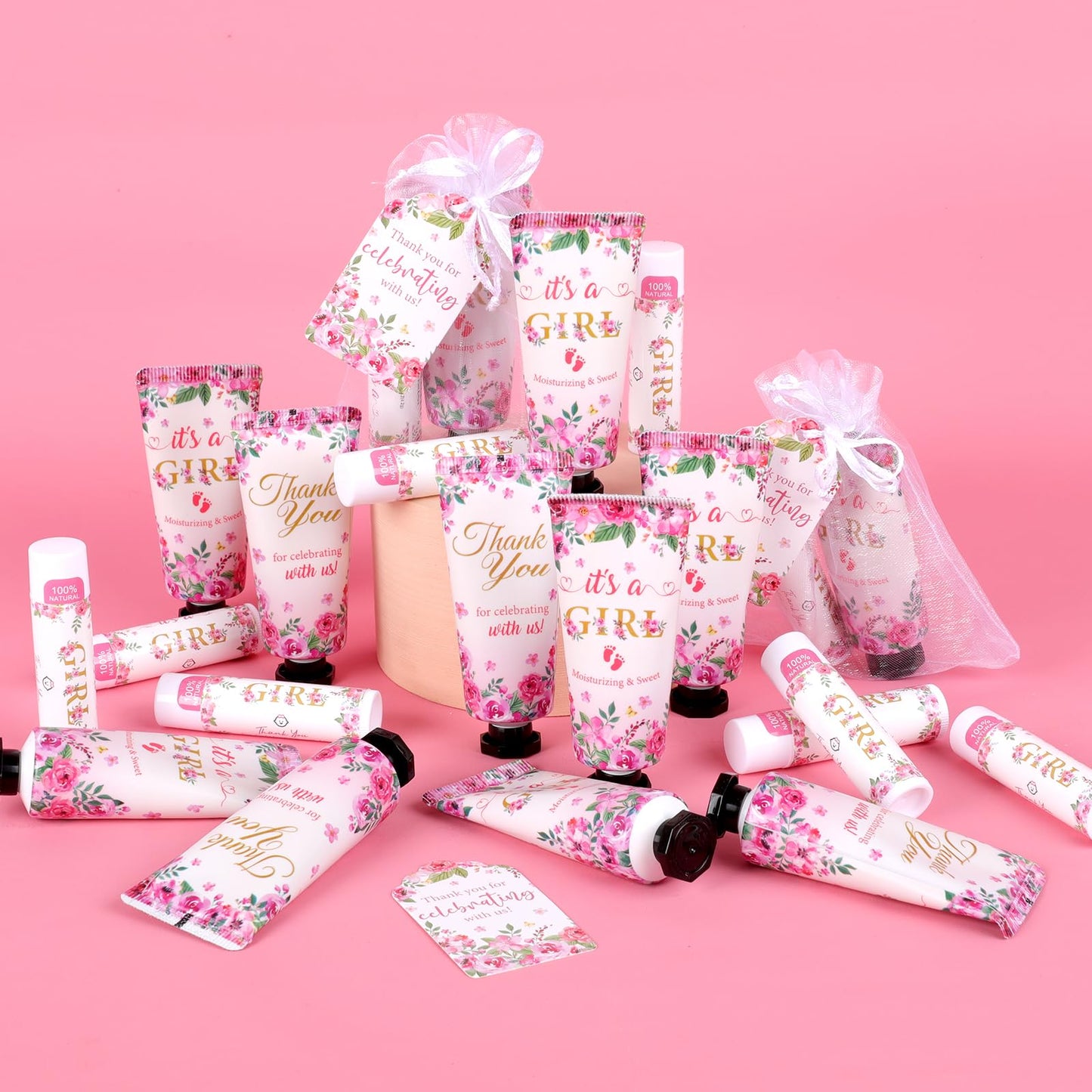 KONEUK 50 Pack Hand Cream & Lip Balm Gifts Sets for Baby Showers