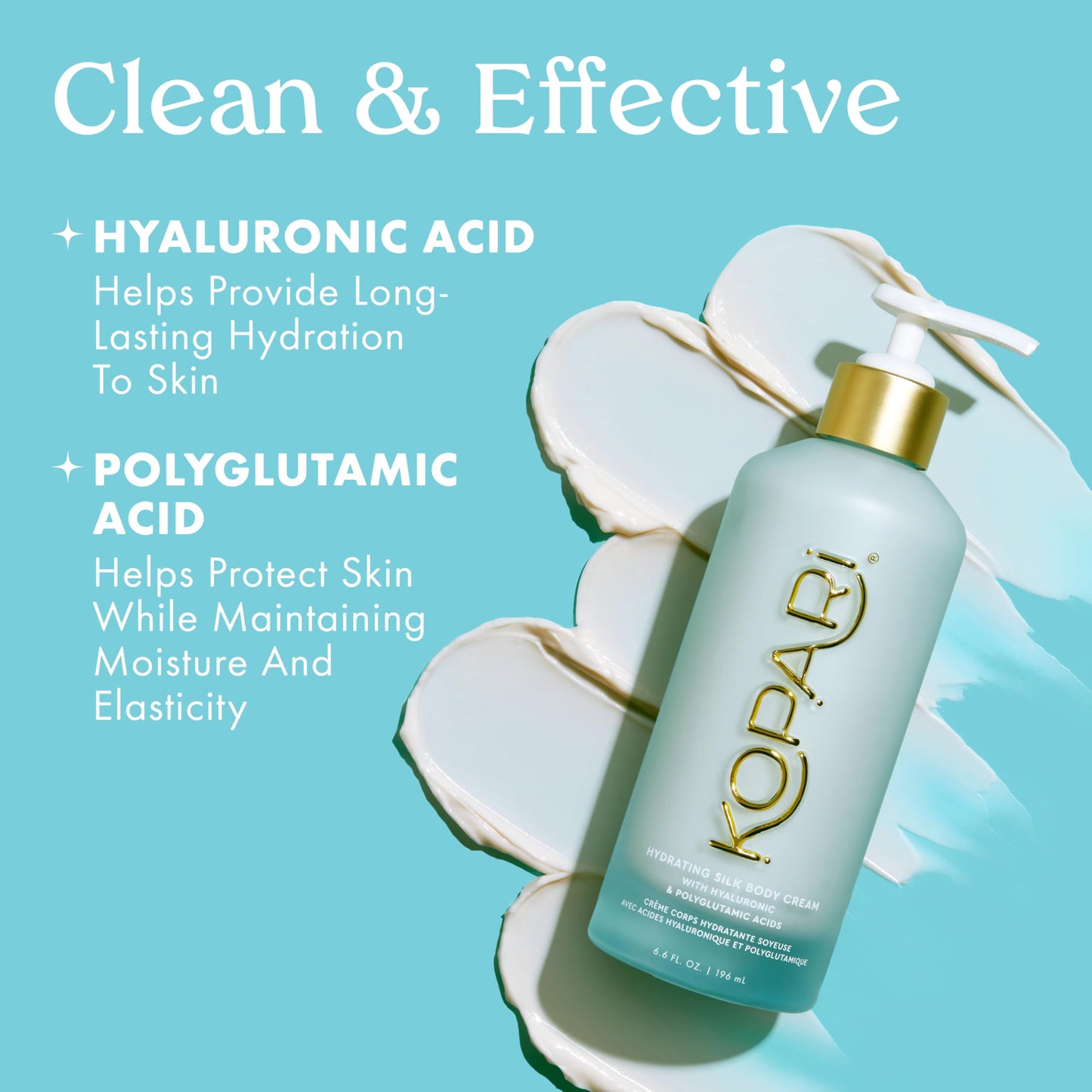 Kopari Hydrating Silk Body Cream – Hyaluronic & Polyglutamic Acids, 6.7 oz | Lightweight, Silky Moisturizer with Coconut Milk Scent