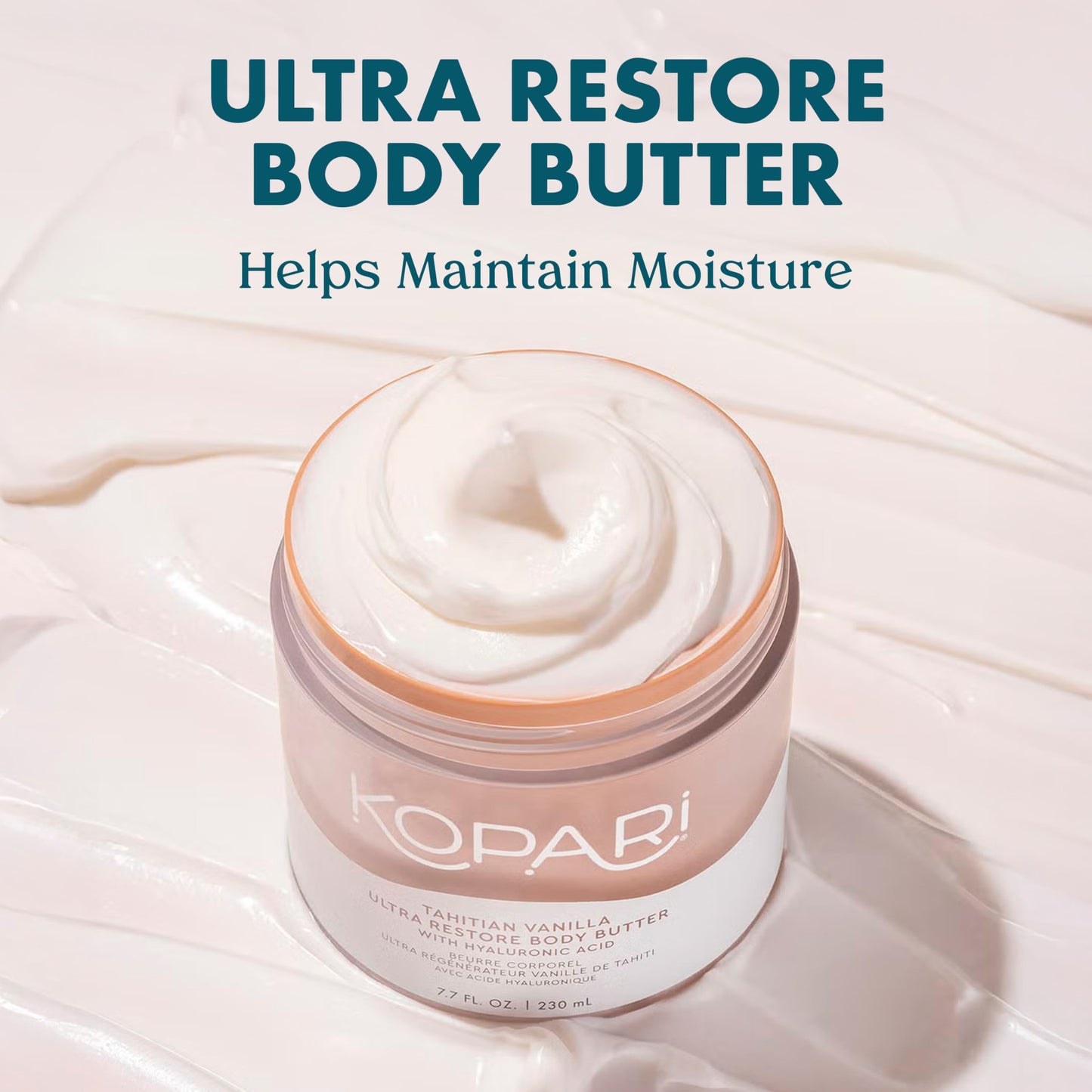 Kopari Ultra Restore Body Butter — Hyaluronic Acid & Mango Butter, Tahitian Vanilla | 7.7 oz