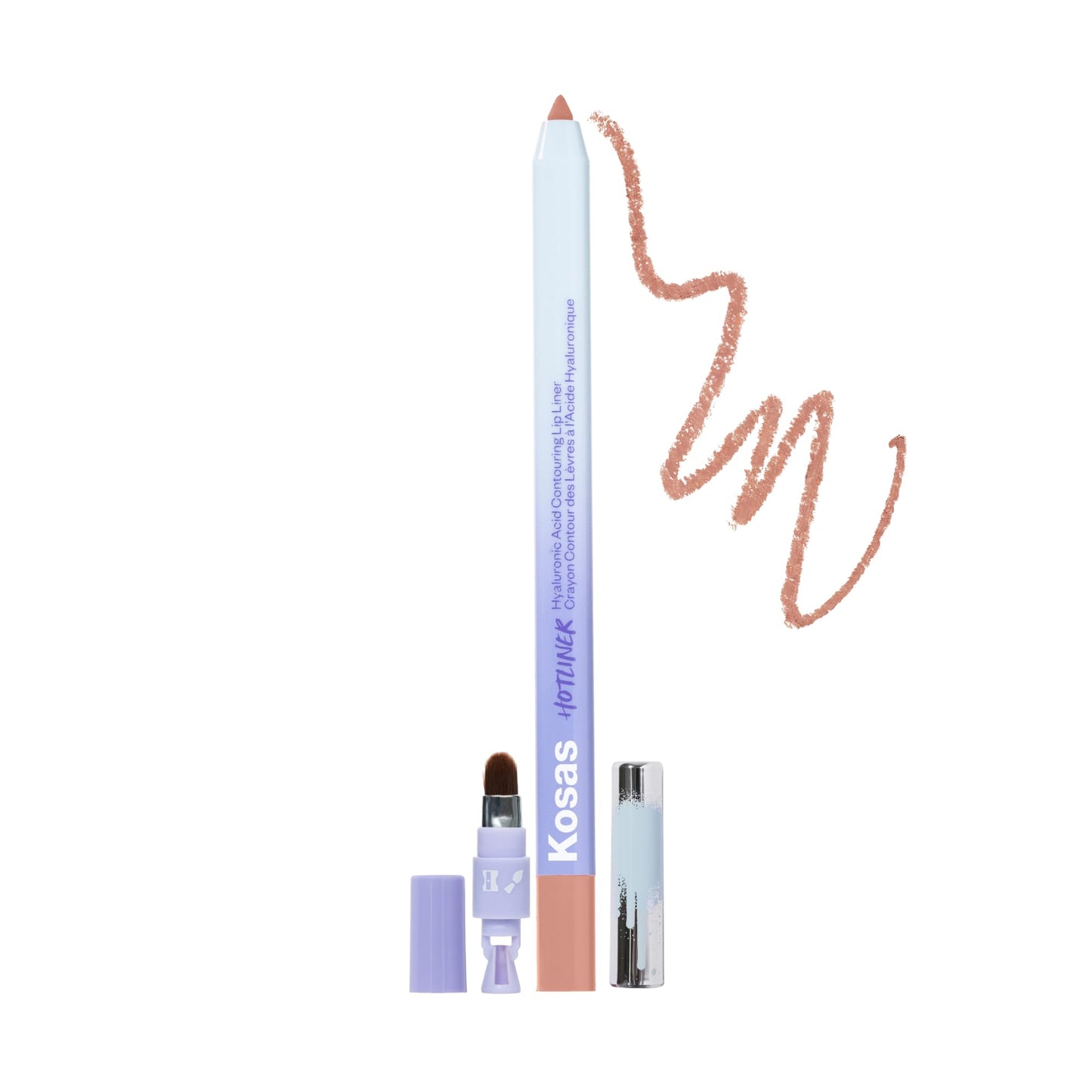 Kosas Hotliner Retractable Lip Liner – Built-In Sharpener & Brush, Hydrating & Long-Lasting