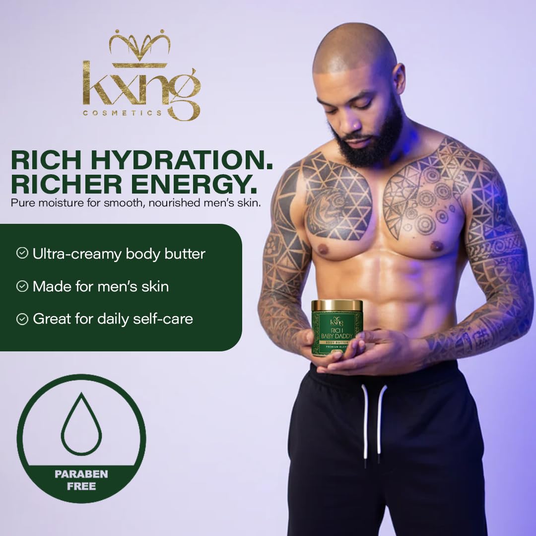 KXNG Cosmetics Luxury Shea Body Butter Cream – 4oz | Organic Moisturizing Cream for Hands, Feet & All Skin Types