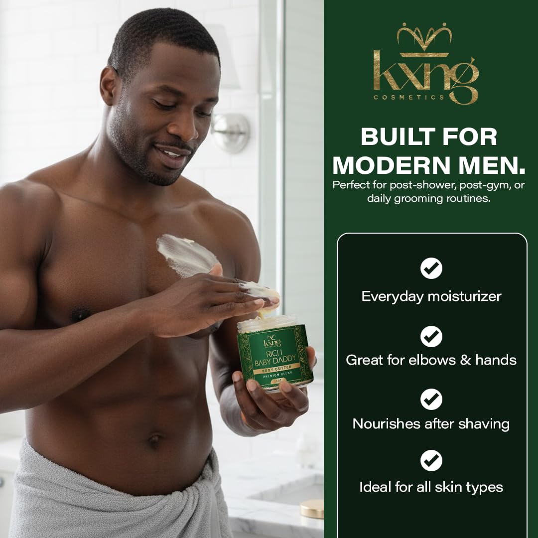 KXNG Cosmetics Luxury Shea Body Butter Cream – 4oz | Organic Moisturizing Cream for Hands, Feet & All Skin Types