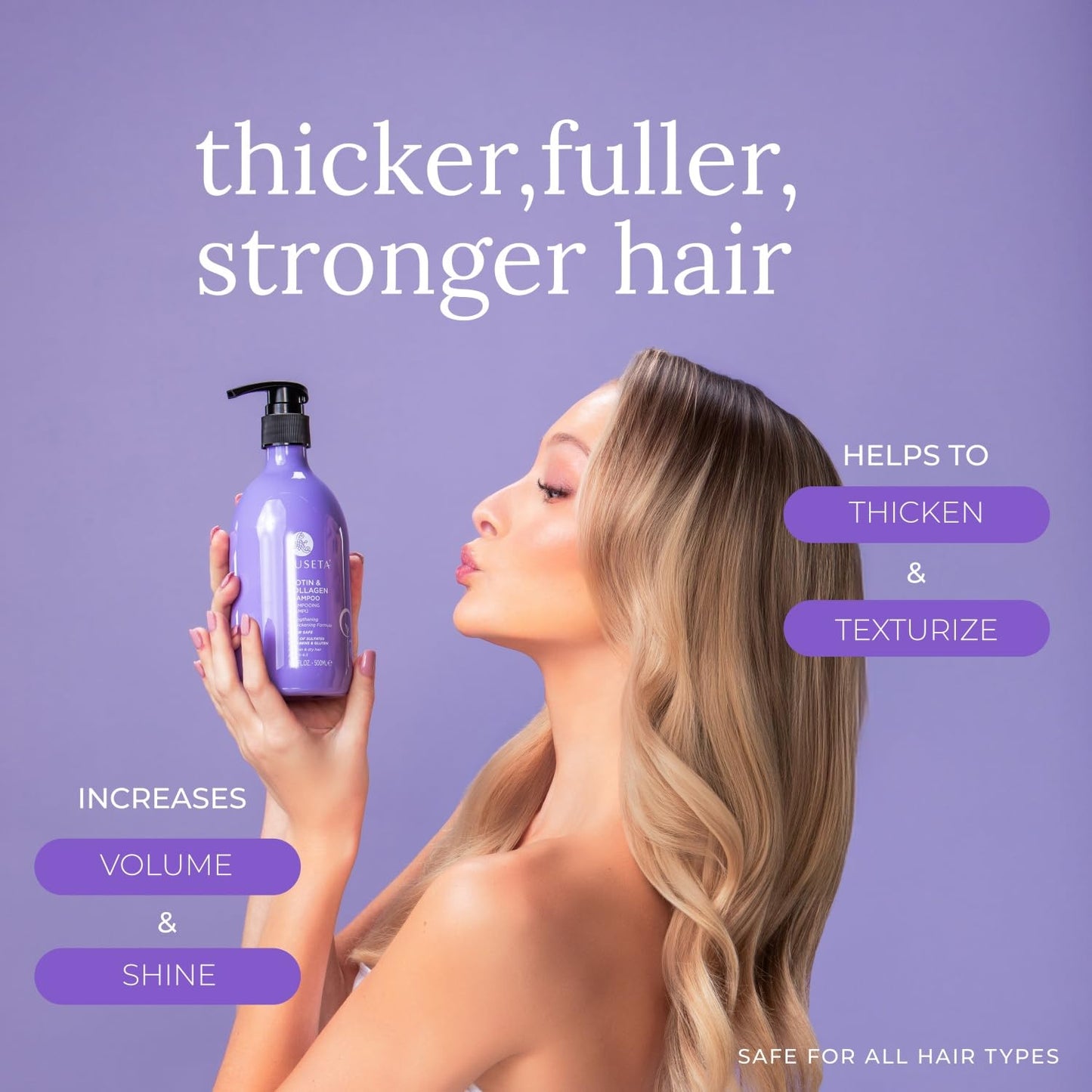 Luseta Biotin Trio Hair Care Set – Moisturizing Shampoo, Conditioner & Serum for Thinning Hair