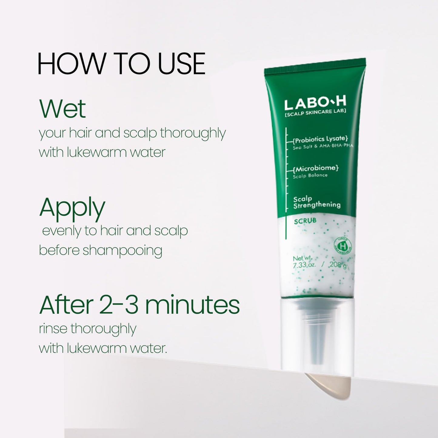 LABO-H Scalp Strengthening Scrub – Hair Growth Support, Rosemary & Sea Salt, Vegan, Sulfate Free, 7.33 Fl Oz