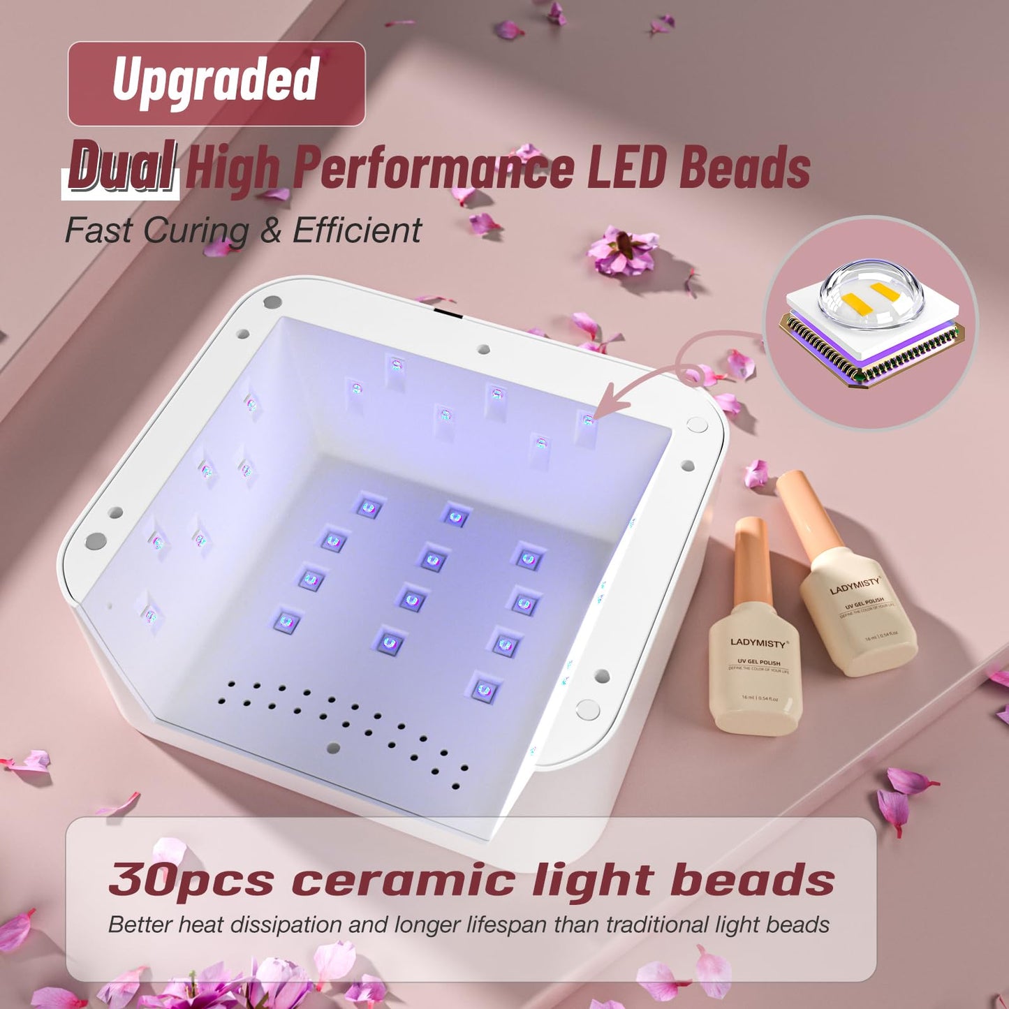 LadyMisty 268W Cordless UV Nail Lamp – Fast Gel Curing with LCD Display