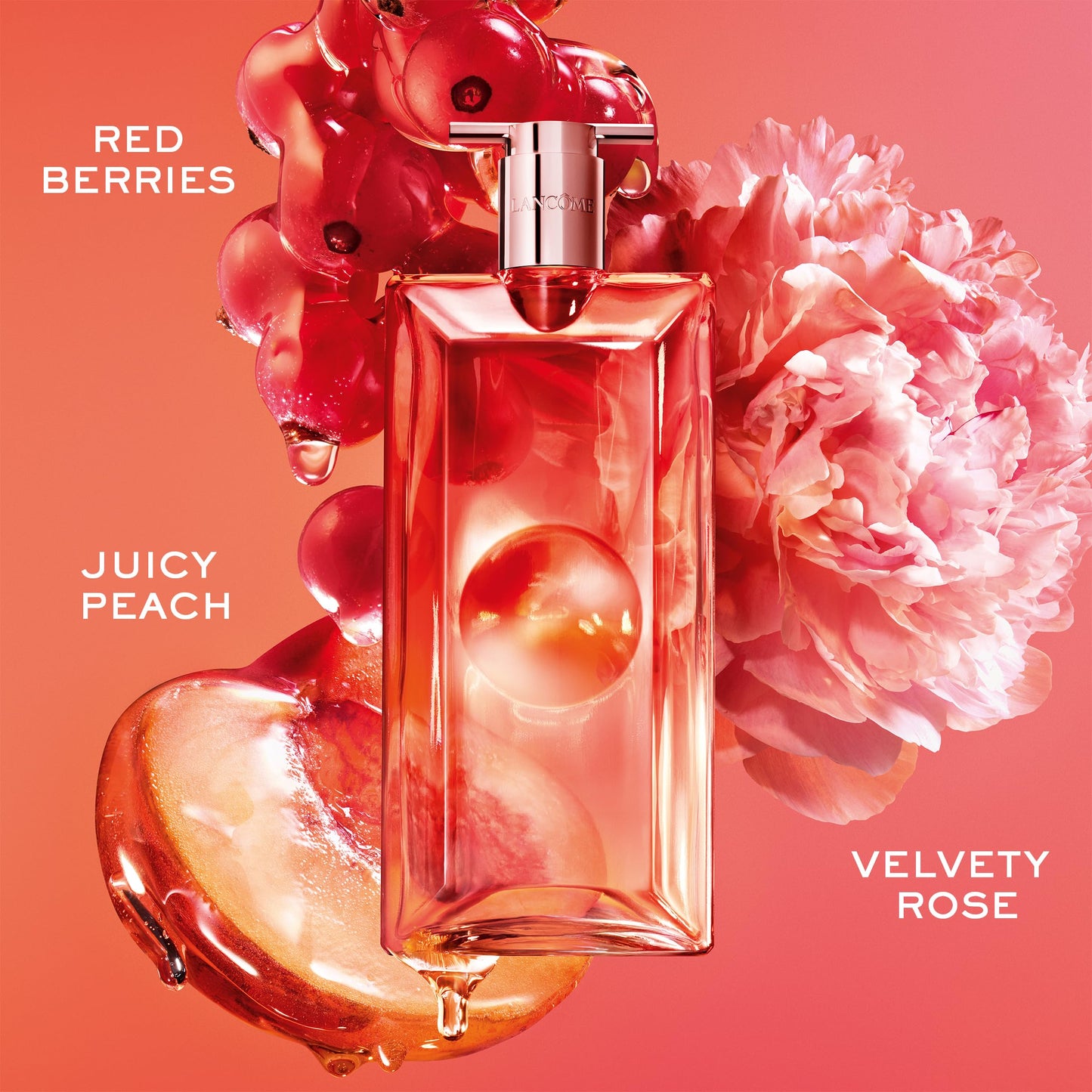 Lancôme Idôle Peach ’N Roses Eau de Parfum, 0.34 fl oz – Juicy Peach, Red Berries & Velvety Rose