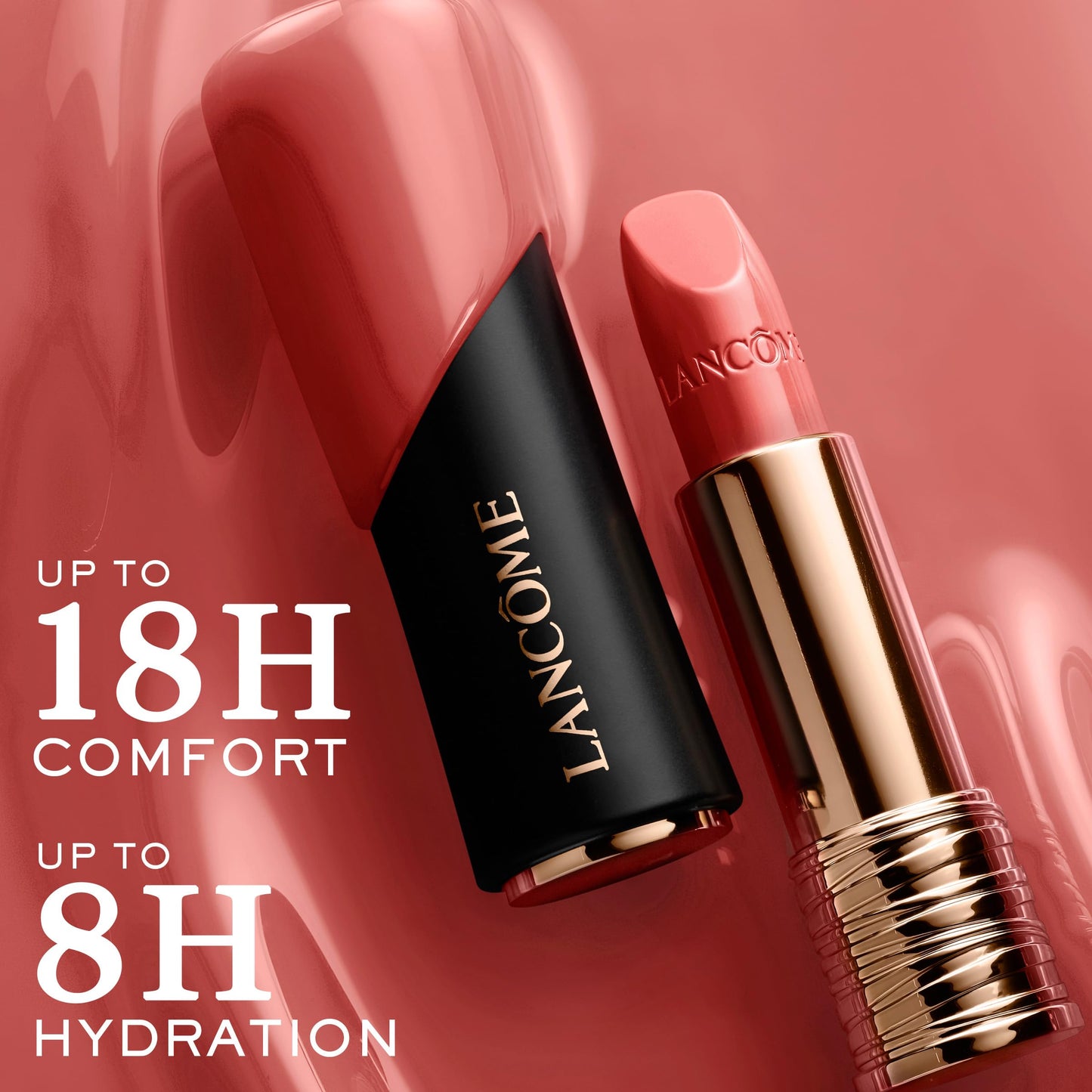 Lancôme L'Absolu Rouge Hydrating Cream Lipstick – 18HR Comfort, Smudge-Resistant (Shade 257 Mon Macaron)