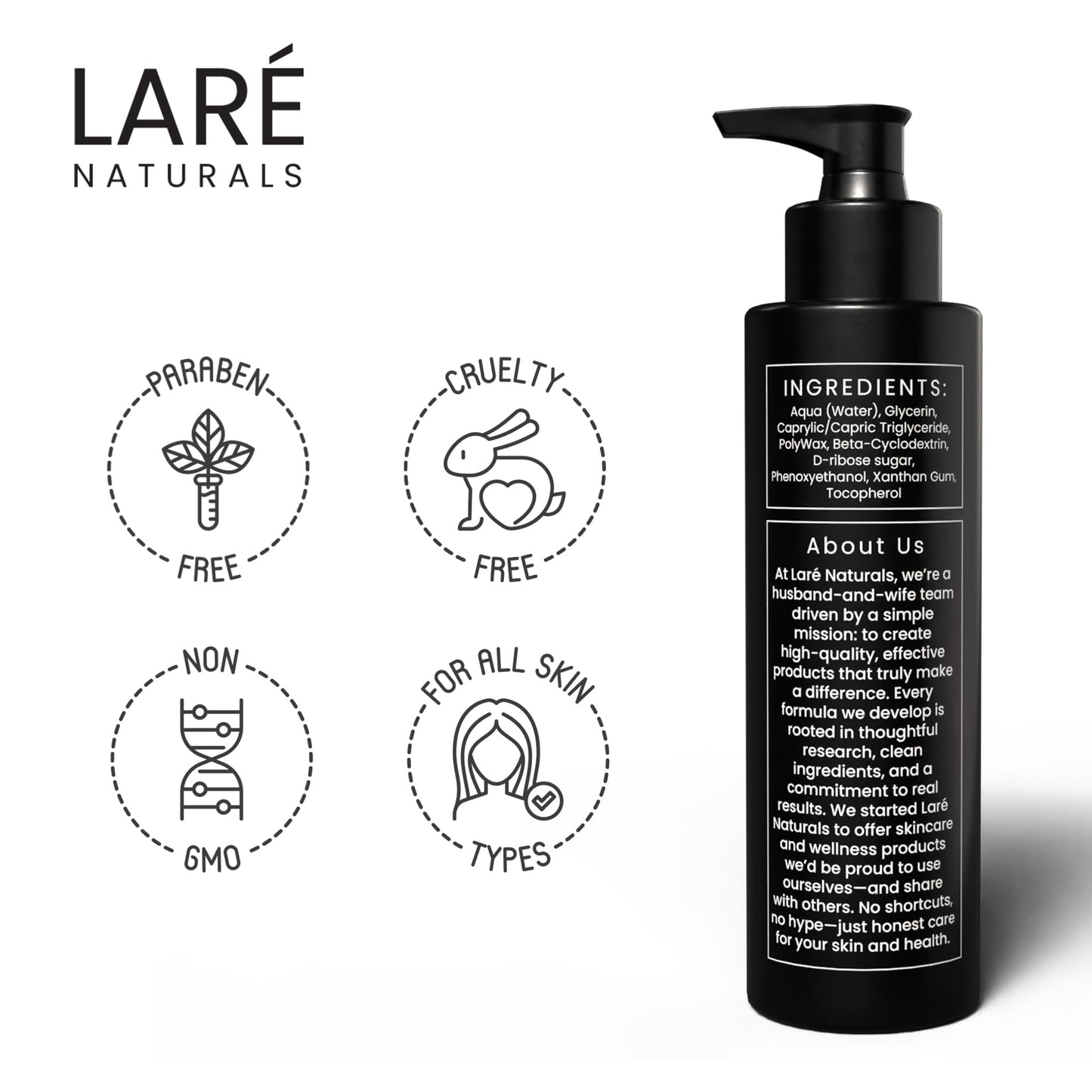 Laré Naturals Ribose Sugar Cream – Lightweight D-Ribose Moisturizer with Vitamin E, 8 oz Unscented