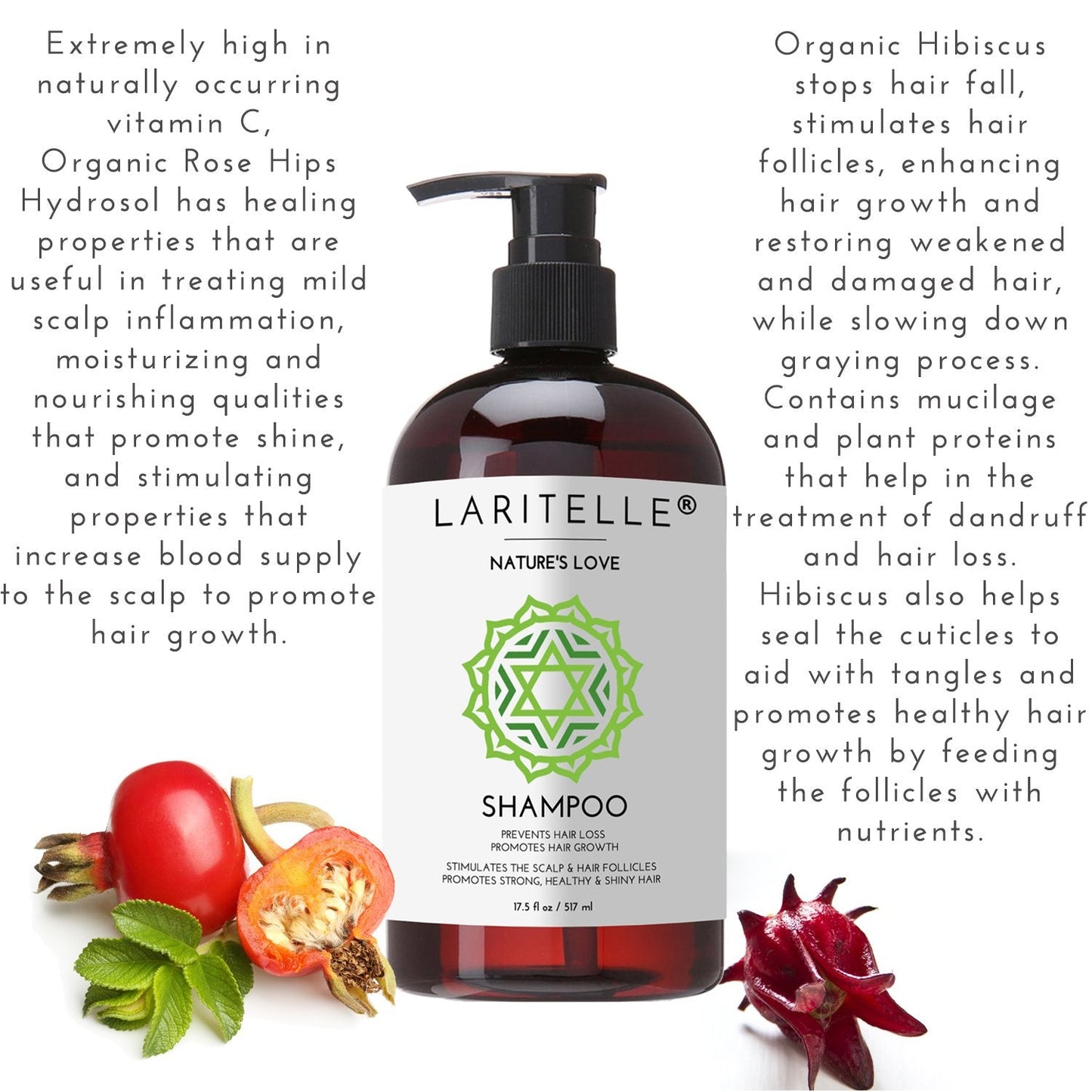 Laritelle Nature’s Love Organic Shampoo – 17.5 oz | Anti-Thinning Hair Growth, Color Safe, Made in California