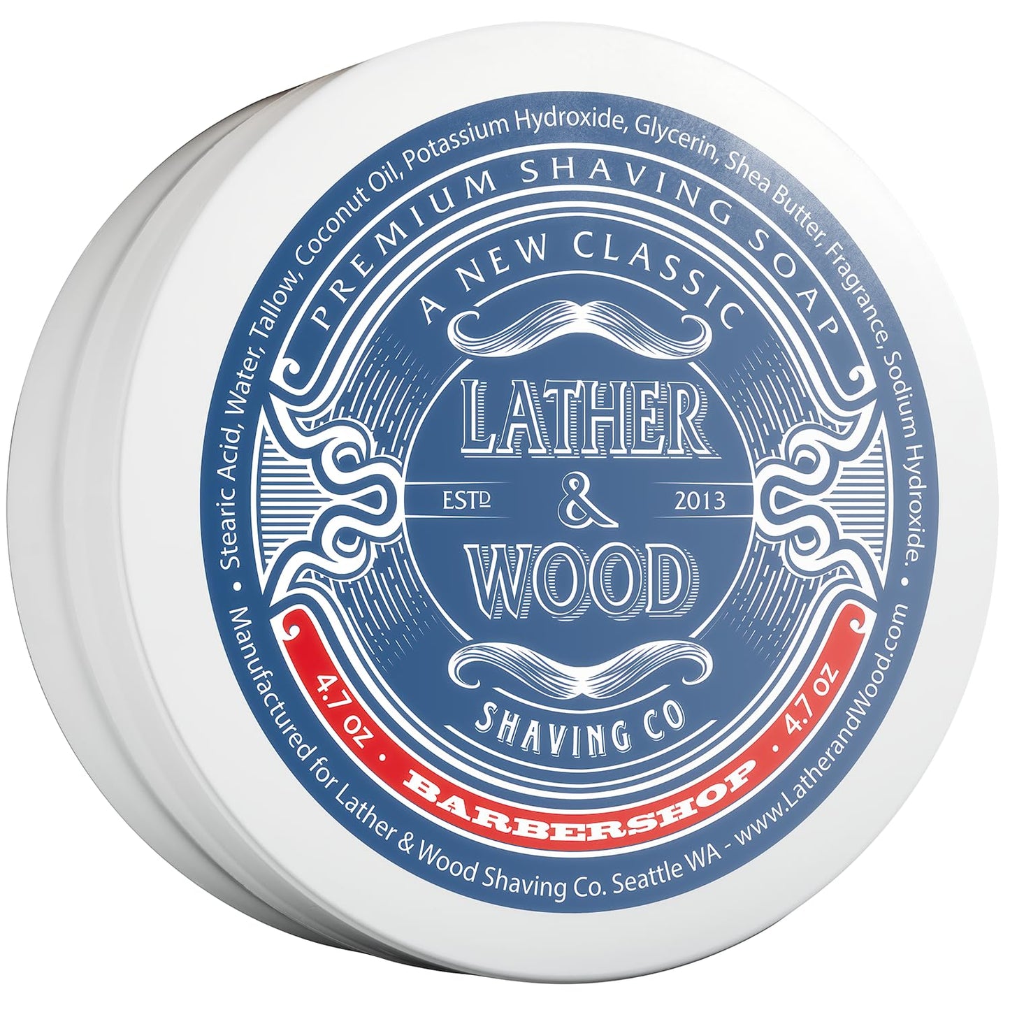 Lather & Wood Shaving Soap Barbershop – Dense Tallow Lather for Premium Wet Shaving
