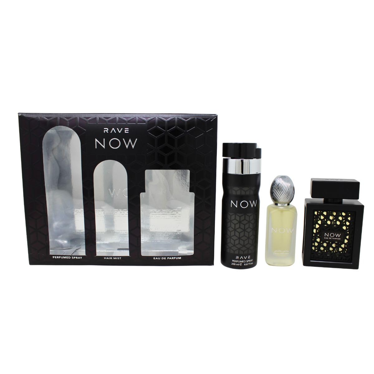 Lattafa Rave Now for Men 3-Piece Gift Set | EDP 3.4oz + Hair Mist 1.7oz + Deodorant 6.7oz