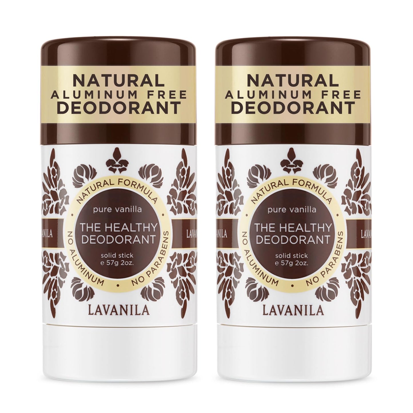 Lavanila Pure Vanilla Deodorant for Women – Aluminum-Free 2-Pack (2 oz Each) | Vegan & Made in USA