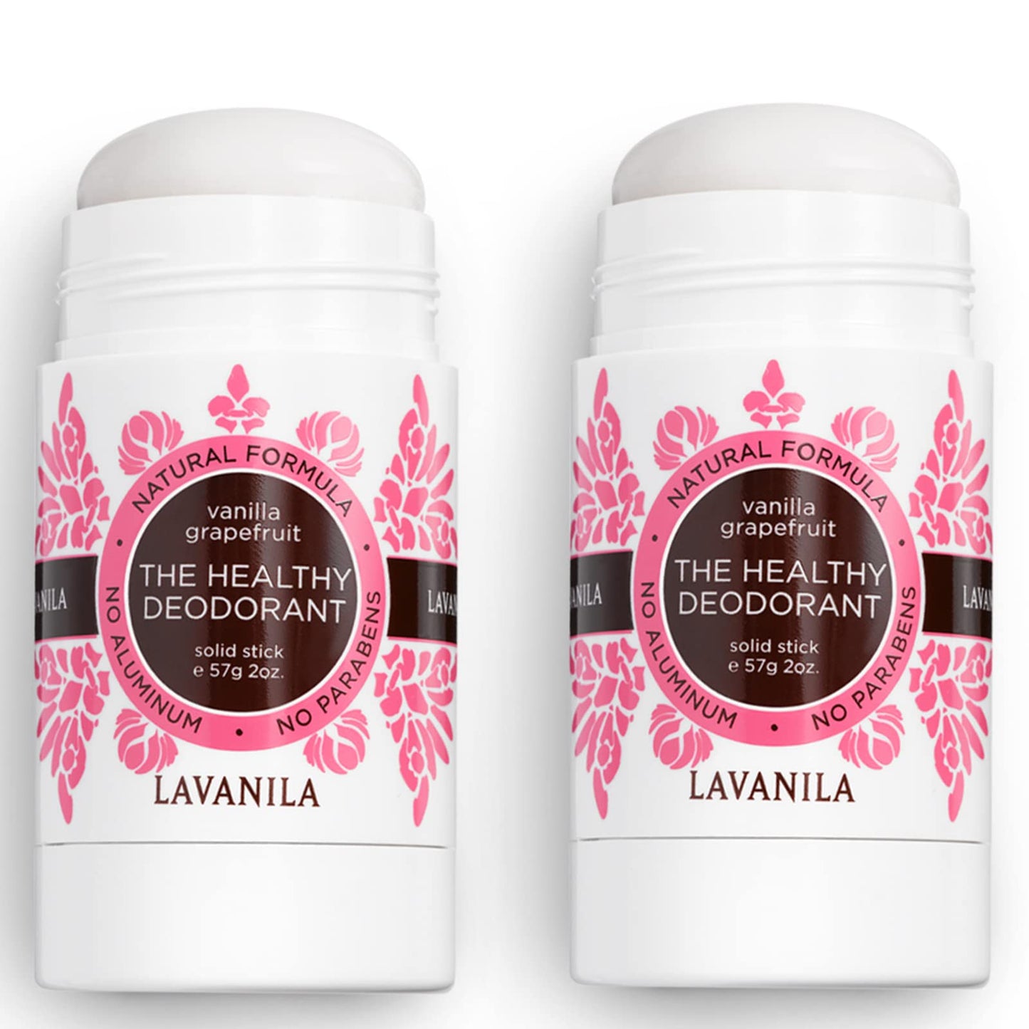 Lavanila Vanilla Grapefruit Deodorant for Women — Aluminum-Free, 2-Pack, Made in USA, Vegan
