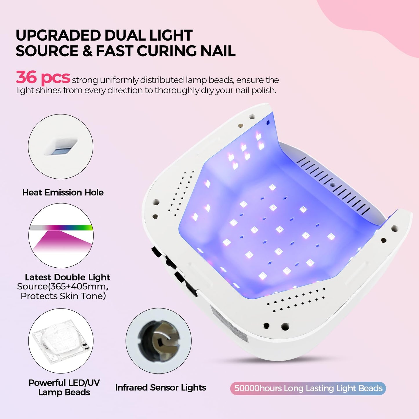 Lavinda 54W UV Nail Lamp – Quick Gel & Acrylic Curing, 4 Timers, Large LCD Display