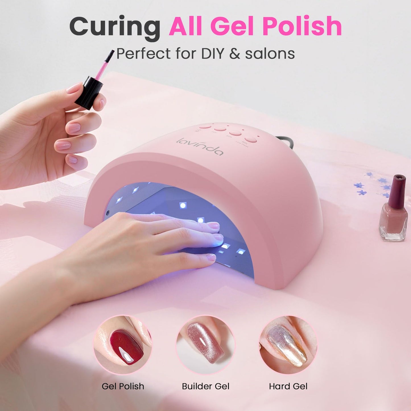 Lavinda 48W UV LED Nail Lamp – Gel Polish Cure, Auto Sensor & 4 Timers