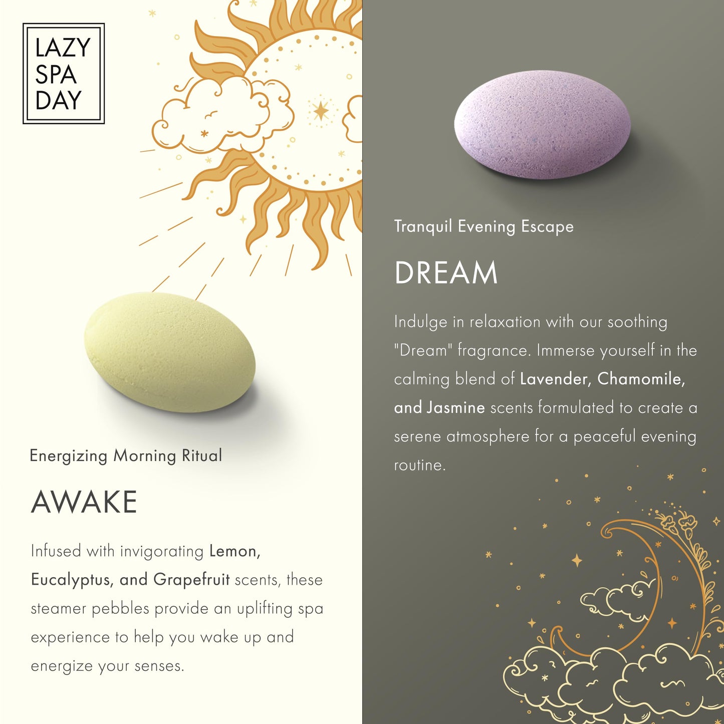 Lazy Spa Day Awake & Dream Gift Set — 10-Piece Shower Steamers with Burlap Bag
