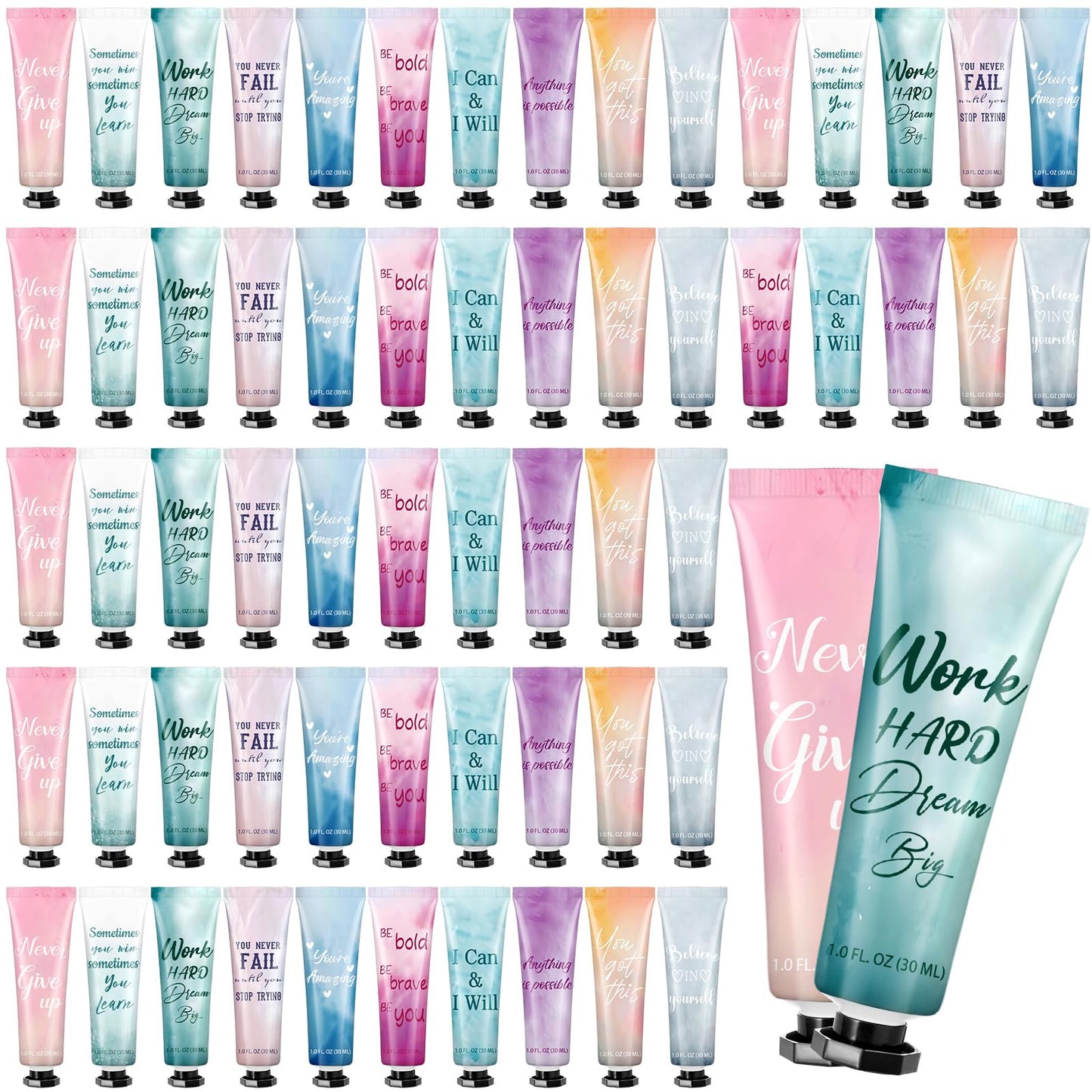 Leelosp 60-Pack Hand Cream Gift Set – Travel-Size, 10 Fragrances, Inspirational Hand Lotion for Women and Teams