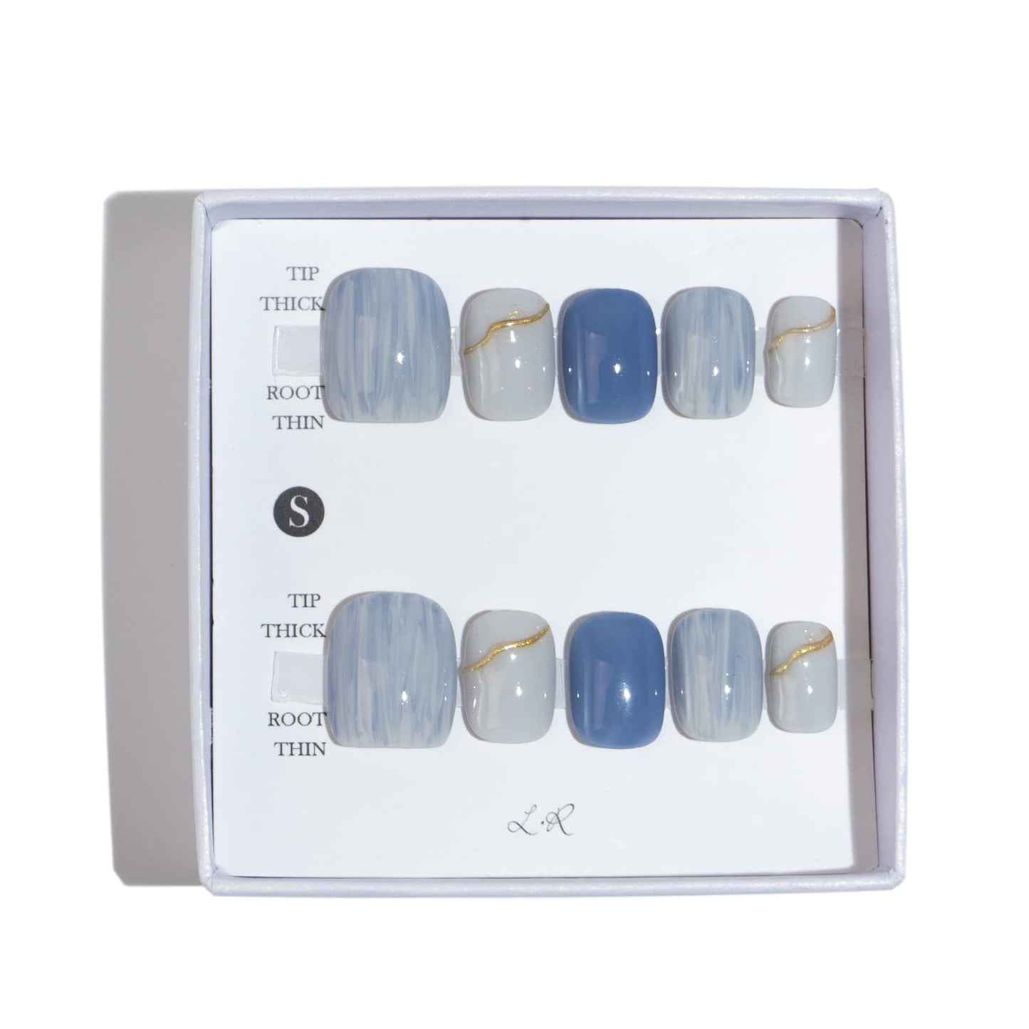Light Rain Medium Size Hand-made Press-On Nails — 3D Gel UV Finish by Pro Manicurist