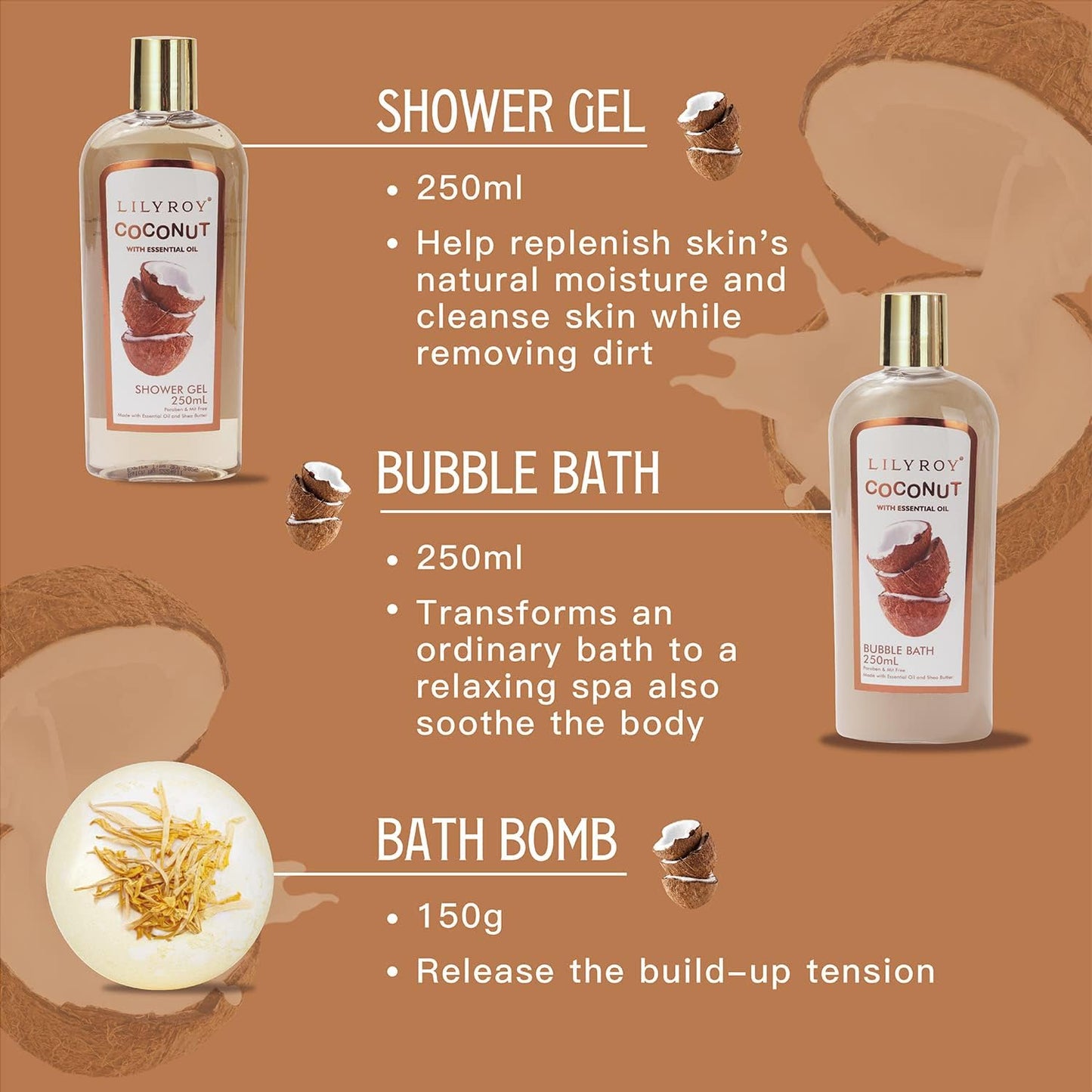 Valentine's Day Gifts for Him & Her - 8-Piece Luxury Bath & Body Gift Set by LILY ROY
