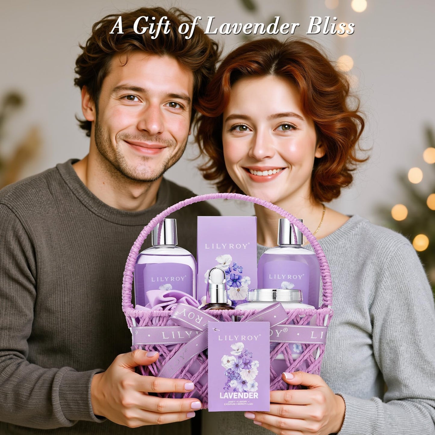 LILY ROY 8-Piece Lavender Bath & Body Gift Set – Spa Gift Basket for Women